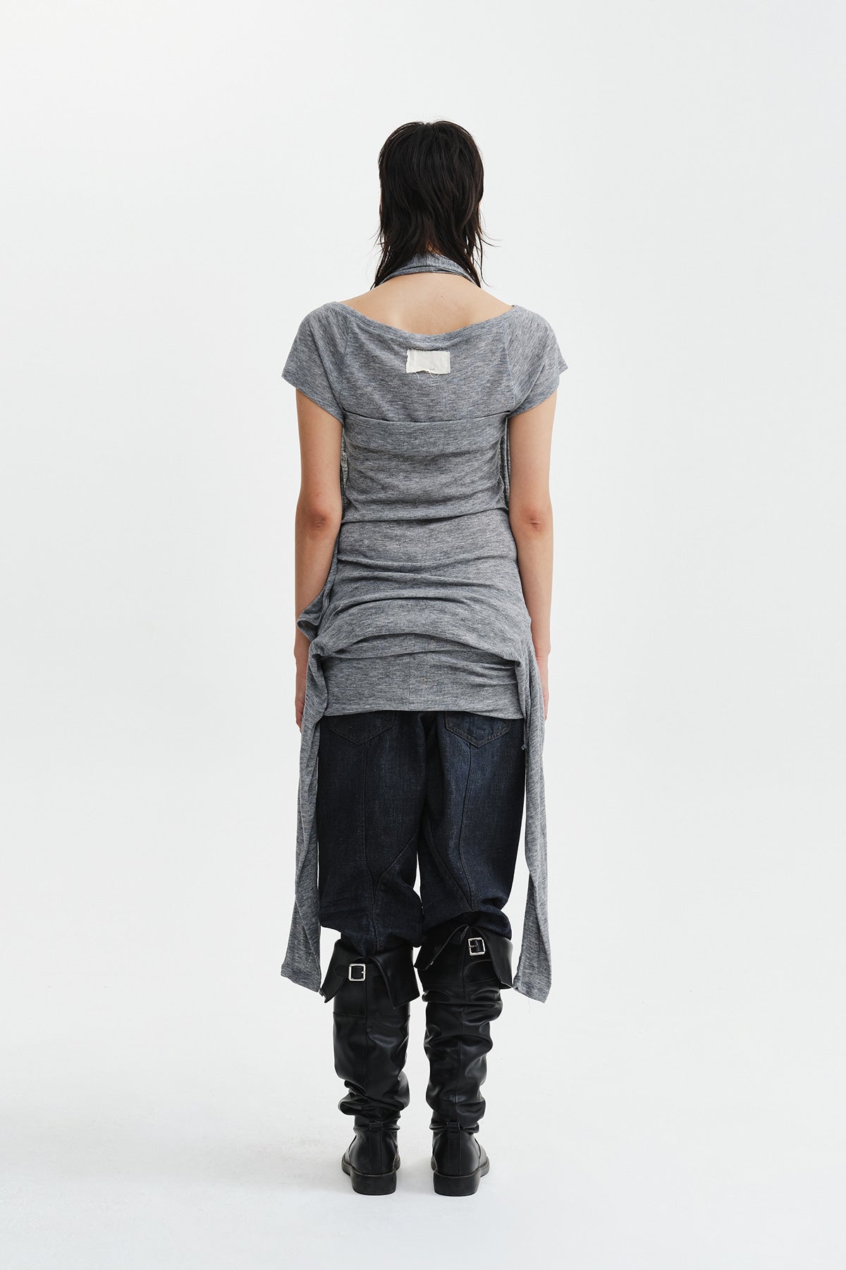 Matin Kim - Two Way Layered Jersey Dress (Grey) product image 8 | TRAB K-Fashion Australia