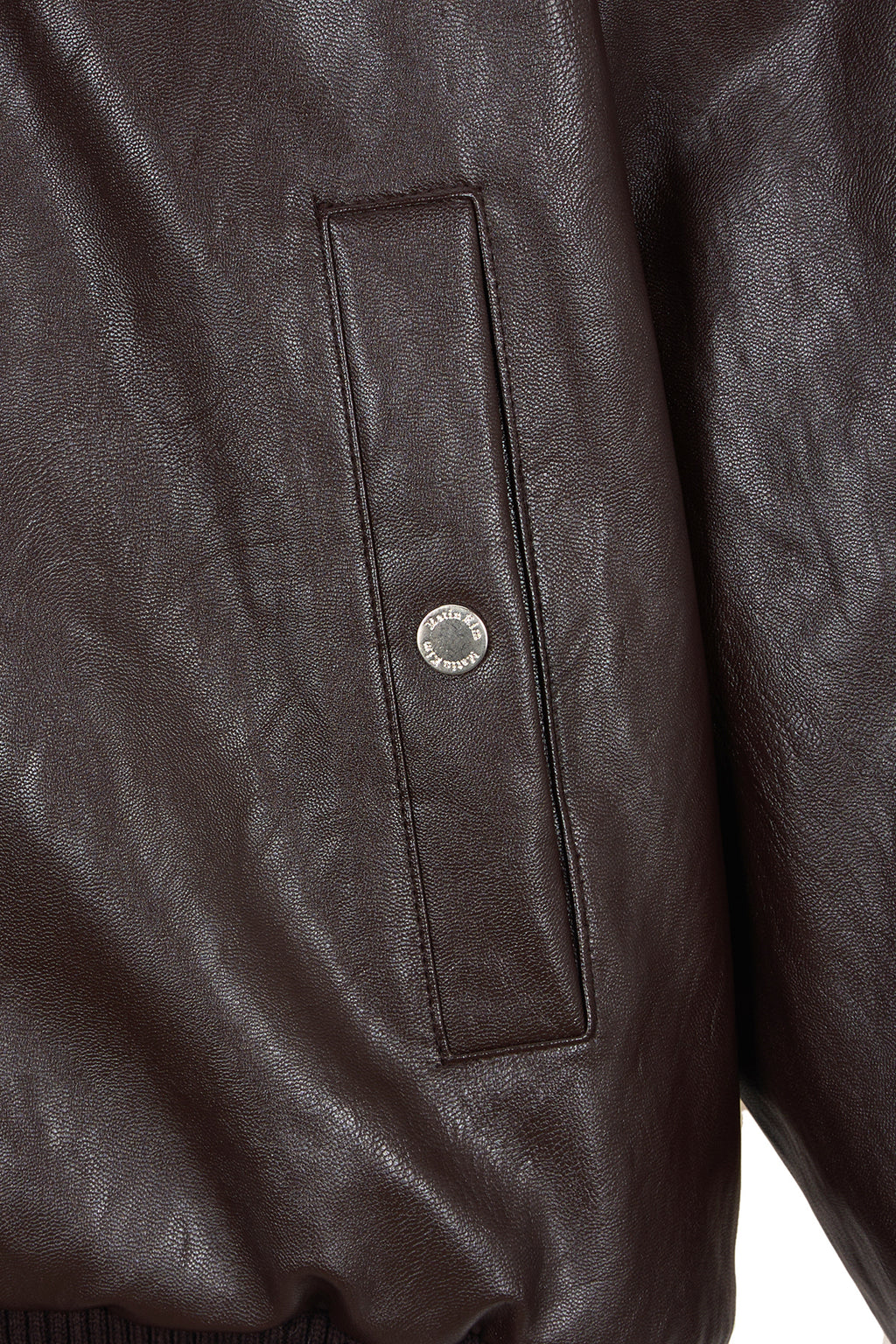 Matin Kim - Faux Leather Zip Up Hoody (Brown) product image 4 | TRAB K-Fashion Australia
