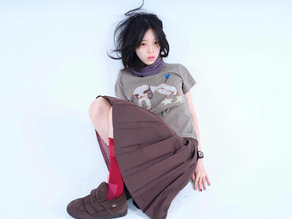 Coyseio - Triple Layer Pleated Skirt (Brown) product image 8 | TRAB K-Fashion Australia