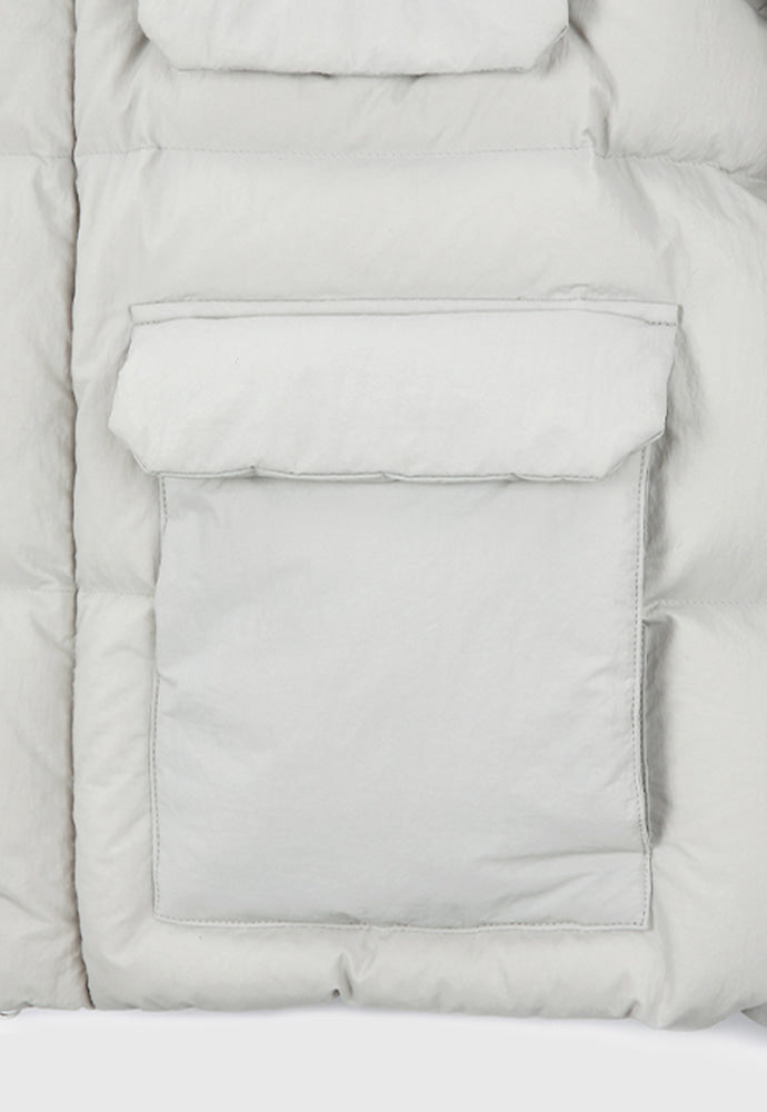 Tonywack - Technical Shell Short Puffer Down Jacket Detachable Hood (Pale Gery) product image 20 | TRAB K-Fashion Australia