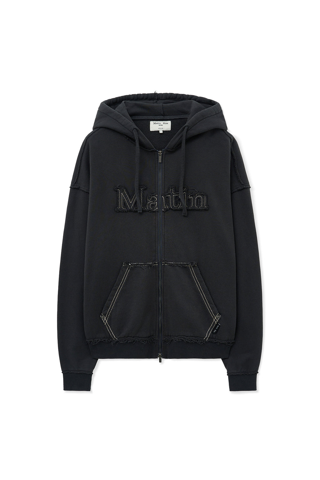 Matin Kim - Raw Cut Applique Hoody Zip Up (Charcoal) product image 15 | TRAB K-Fashion Australia