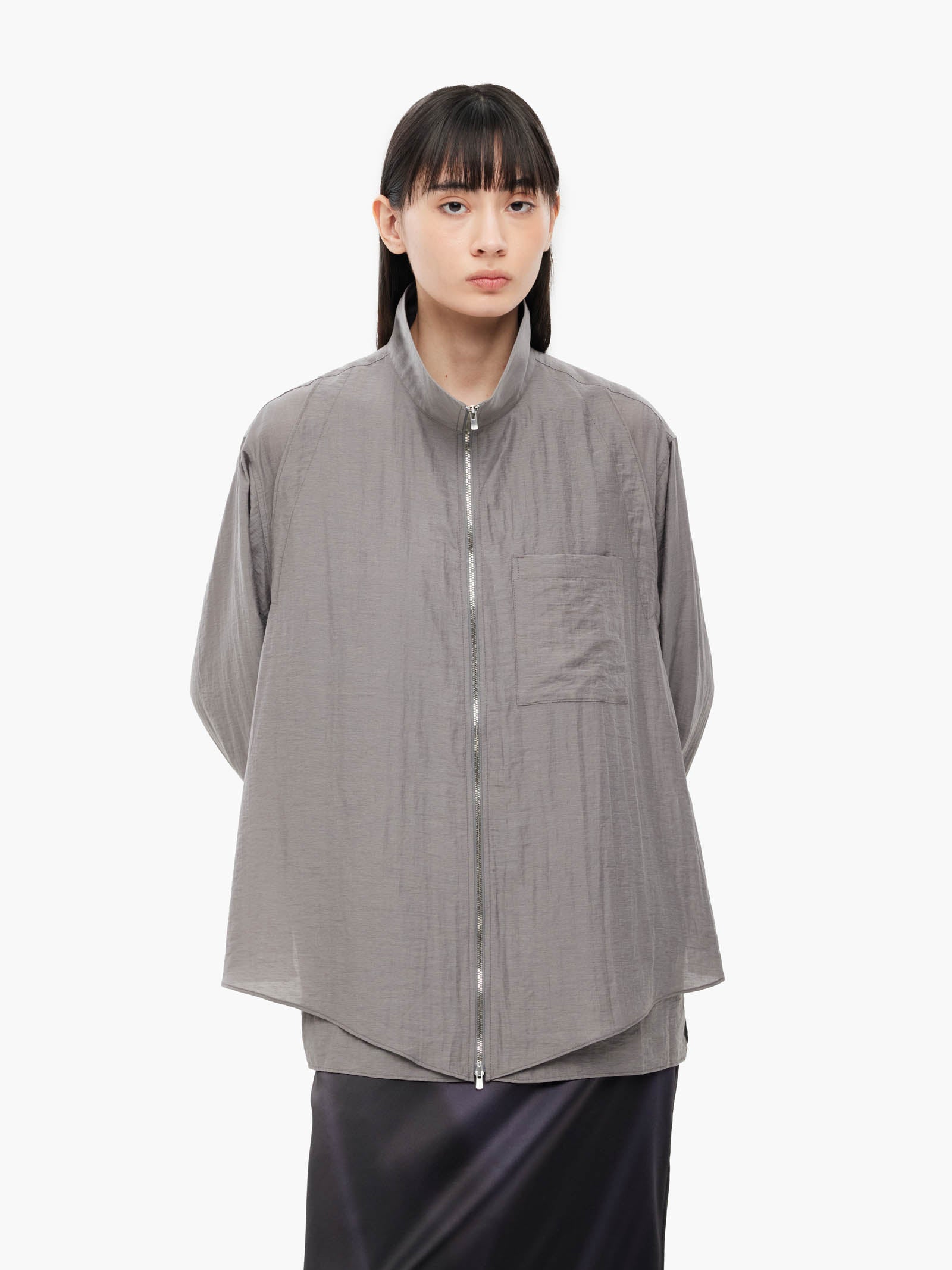 Jiyong Kim - Layered Zip-Up Shirt (Grey) product image 5 | TRAB K-Fashion Australia