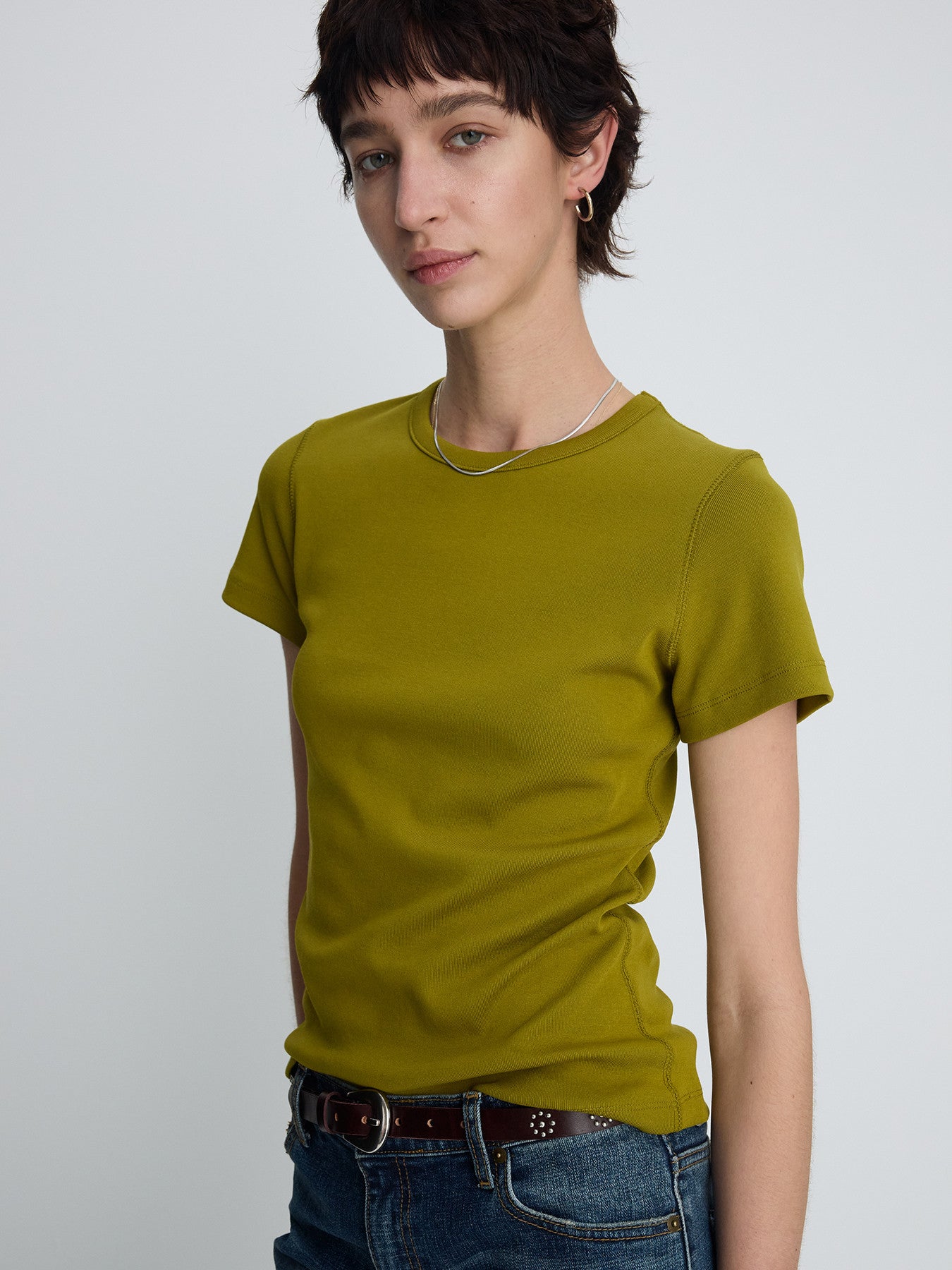 Tonywack - Ribbed Half Sleeve T-Shirts (Olive) product image 4 | TRAB K-Fashion Australia