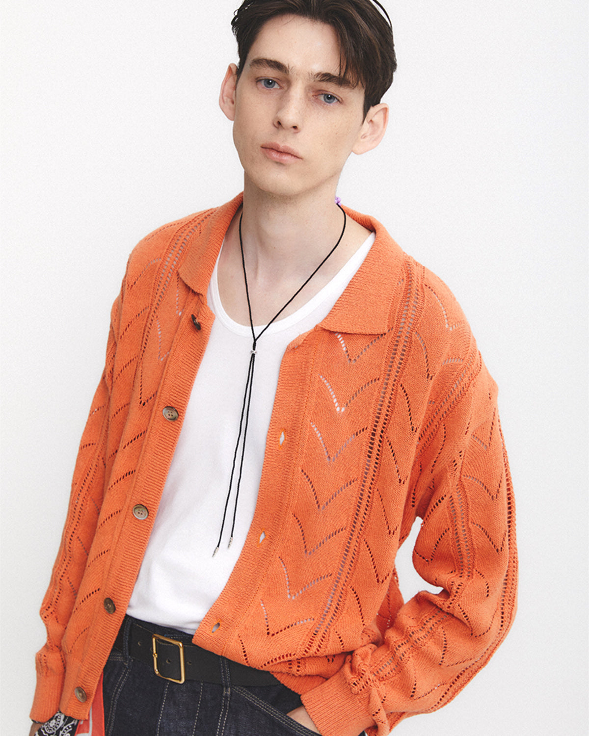 Eastlogue - Herringbone Crochet Cardigan (L.orange) product image 3 | TRAB K-Fashion Australia