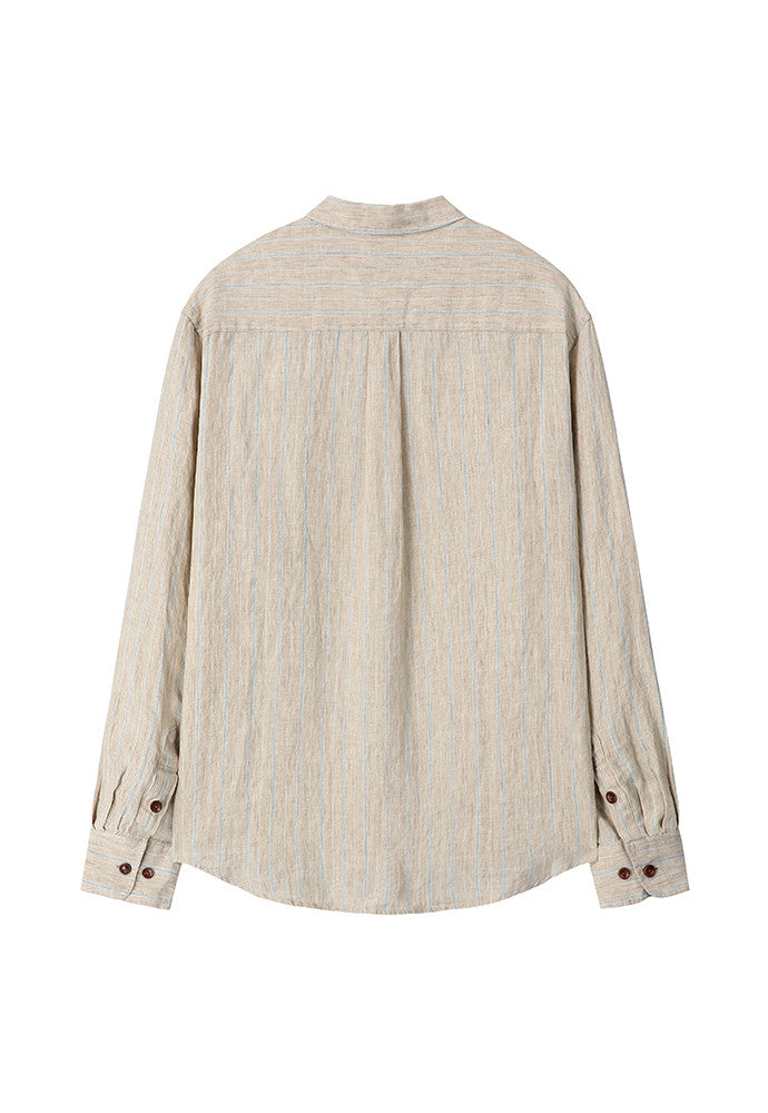 Art if acts - Linen Stripe Pocket Shirt (Beige) product image 7 | TRAB K-Fashion Australia