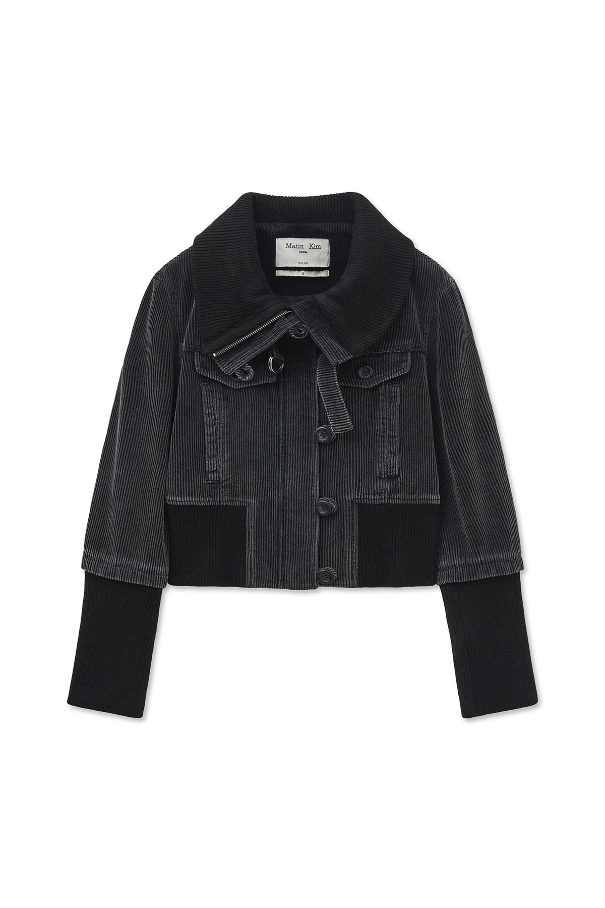 Matin Kim - Washed Corduroy Bomber Jumper (Black) product image 10 | TRAB K-Fashion Australia
