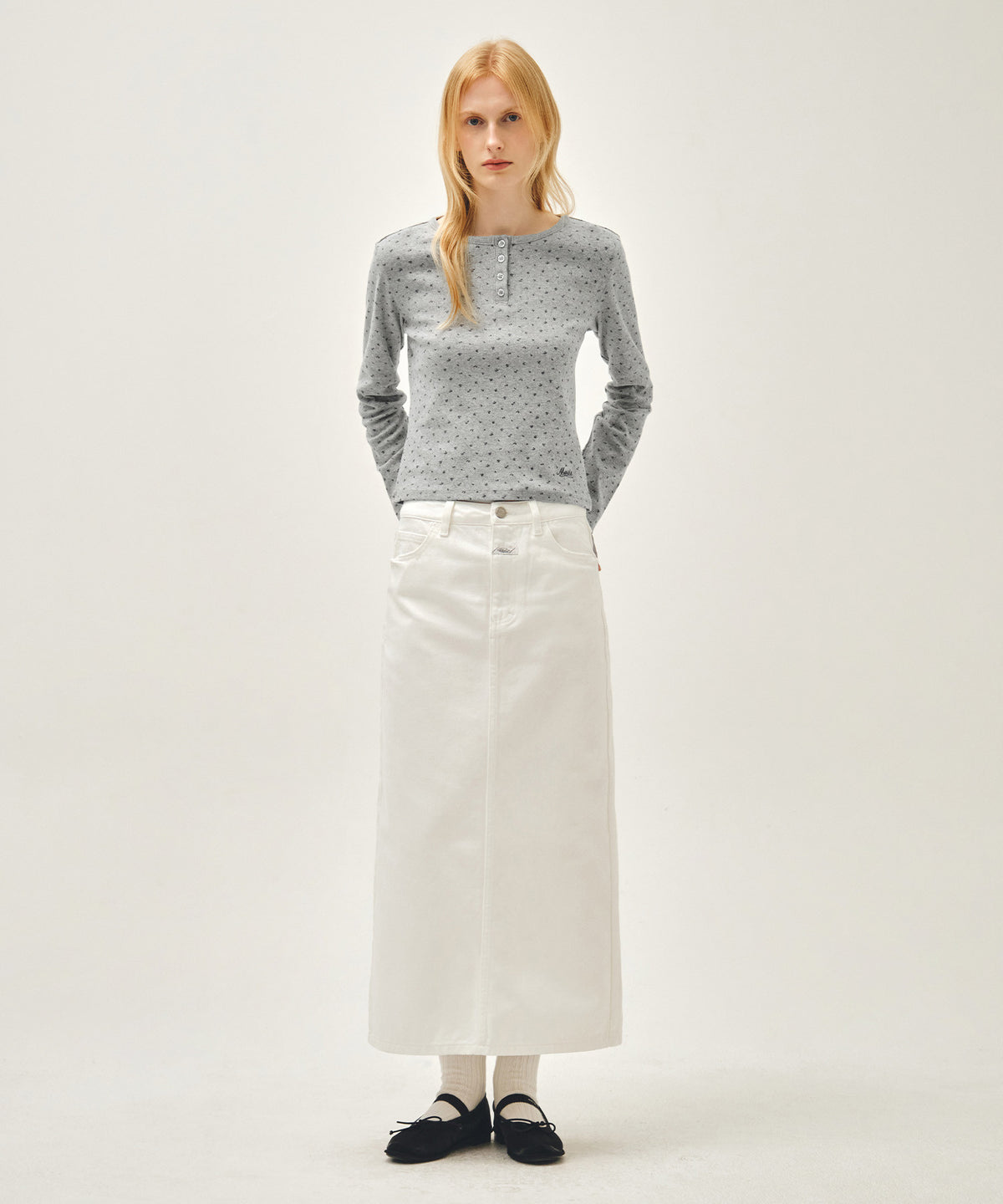 Marithe & Francois Girbaud - Flower Pattern Long Sleeve Tee (Melange Gray) product image 4 | TRAB K-Fashion Australia