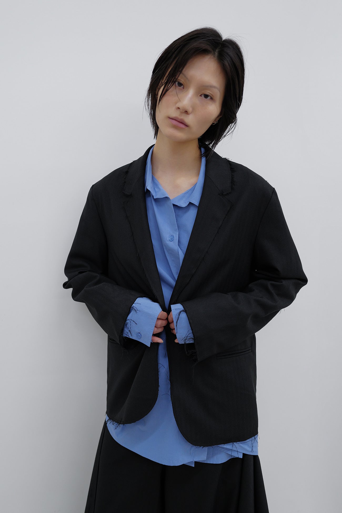 Deinet - Deinet Rough Cut Detail Blazer (Black) product image 5 | TRAB K-Fashion Australia