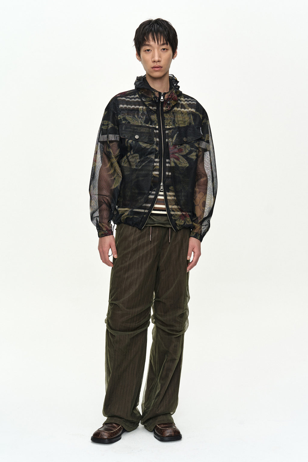 Andersson Bell - Flower Sheer Hoodie Jacket (Black) product image 2 | TRAB K-Fashion Australia