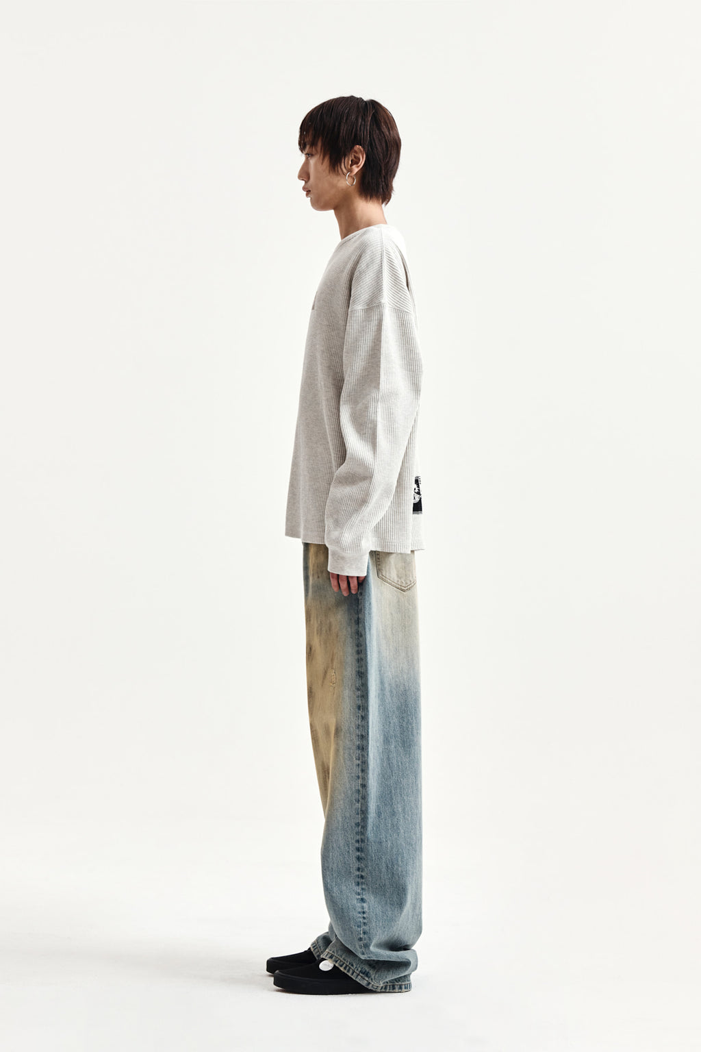 Matin Kim - Sleeve Logo Waffle Top (Ivory) product image 6 | TRAB K-Fashion Australia