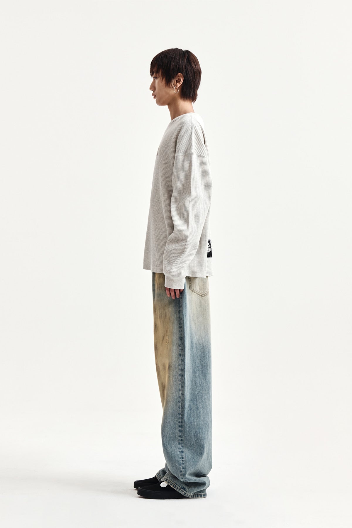 Matin Kim - Sleeve Logo Waffle Top (Ivory) product image 6 | TRAB K-Fashion Australia