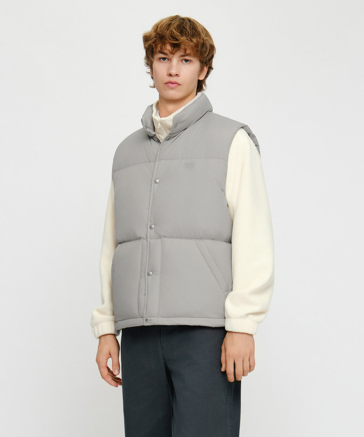 Marithe & Francois Girbaud - High Neck Down Vest (Light Gray) product image 2 | TRAB K-Fashion Australia