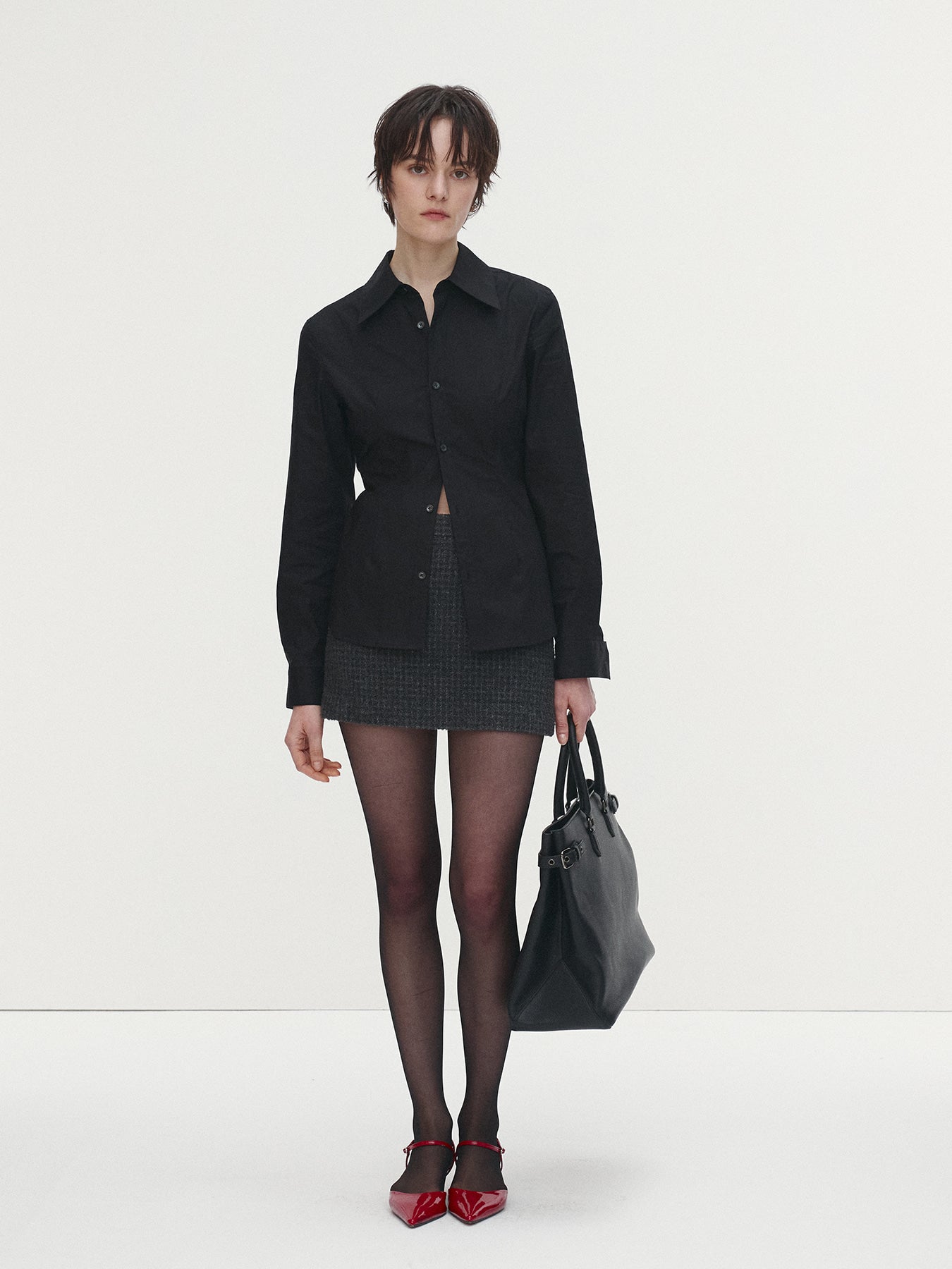 Tonywack - Elasticated Cotton Slim-Fit Shirt (Black) product image 2 | TRAB K-Fashion Australia