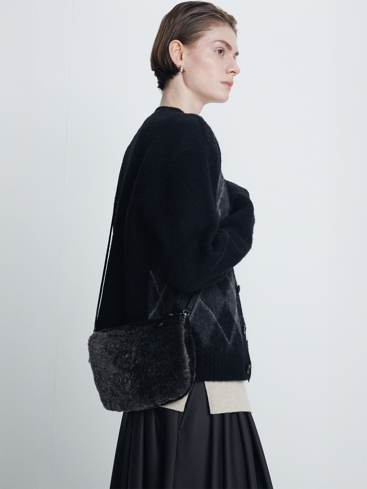 Tonywack - Brushed Argyle Cardigan (Black) product image 4 | TRAB K-Fashion Australia