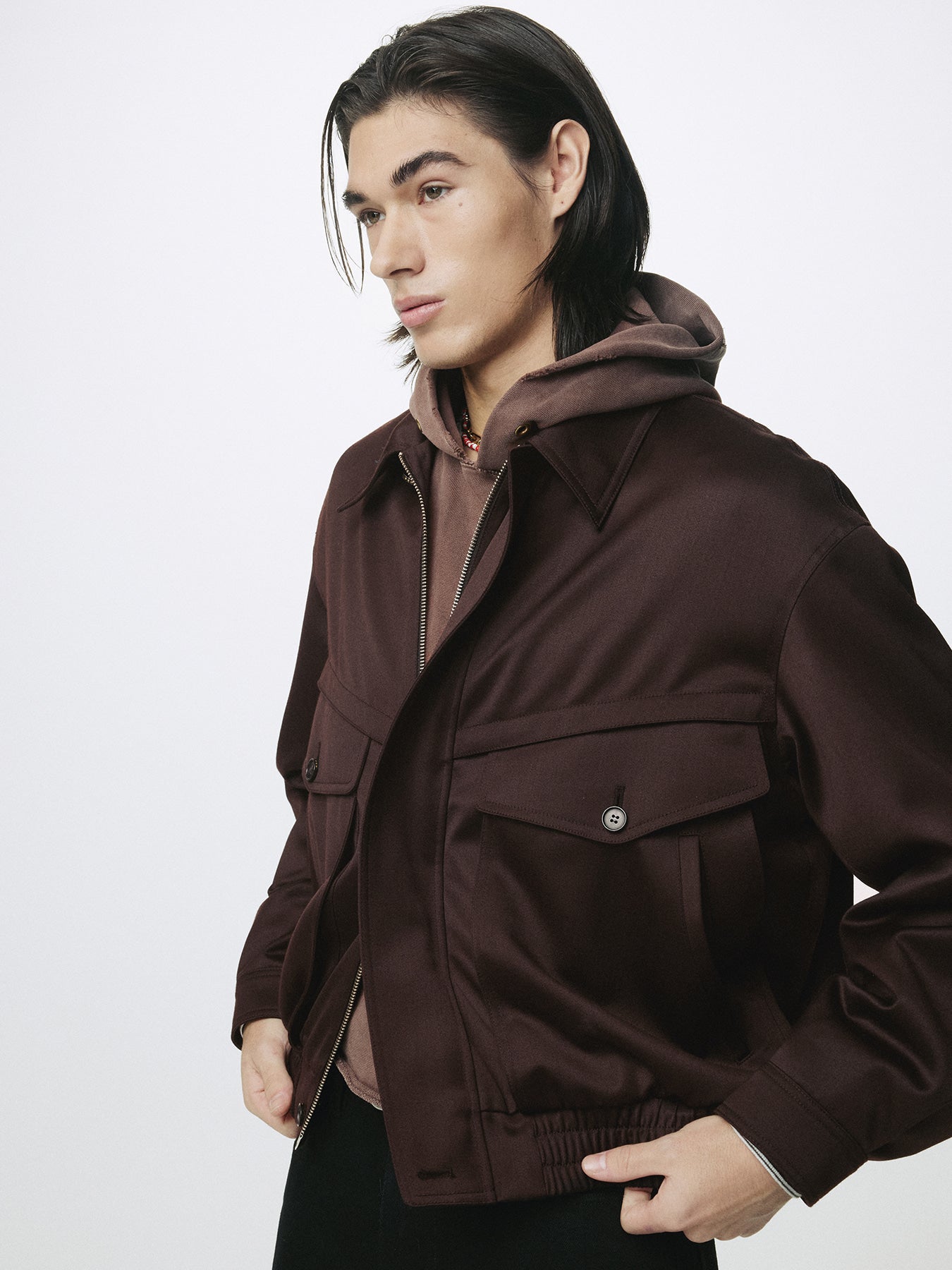 Tonywack - Wool Viscose Oversized Bomber Jacket (Dark Burgundy) product image 2 | TRAB K-Fashion Australia