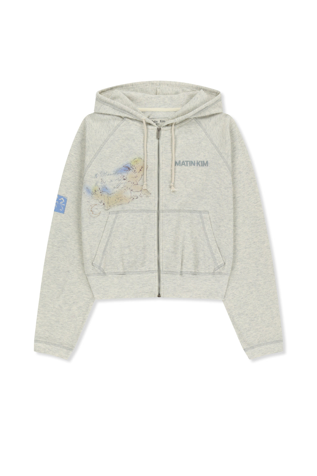 Matin Kim - Sketch Graffiti Waffle Hoody Zip Up (Light Beige) product image 14 | TRAB K-Fashion Australia