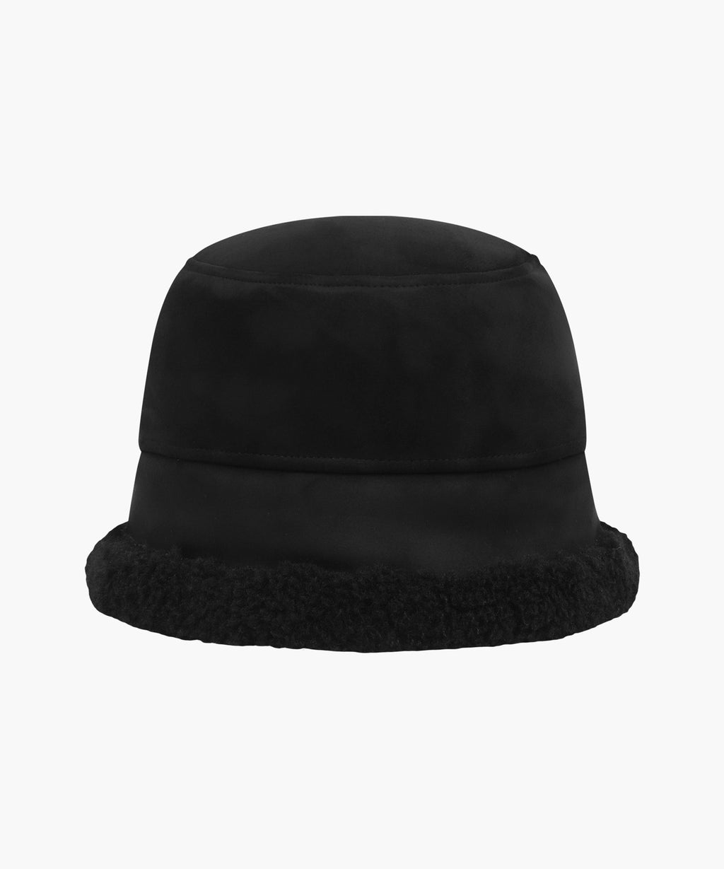 Marithe & Francois Girbaud - Small Classic Logo Suede Bucket Hat (Black) product image 1 | TRAB K-Fashion Australia