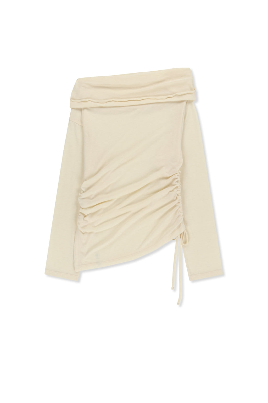 Matin Kim - Asymmetric Side Shirring Top (Light Beige) product image 2 | TRAB K-Fashion Australia