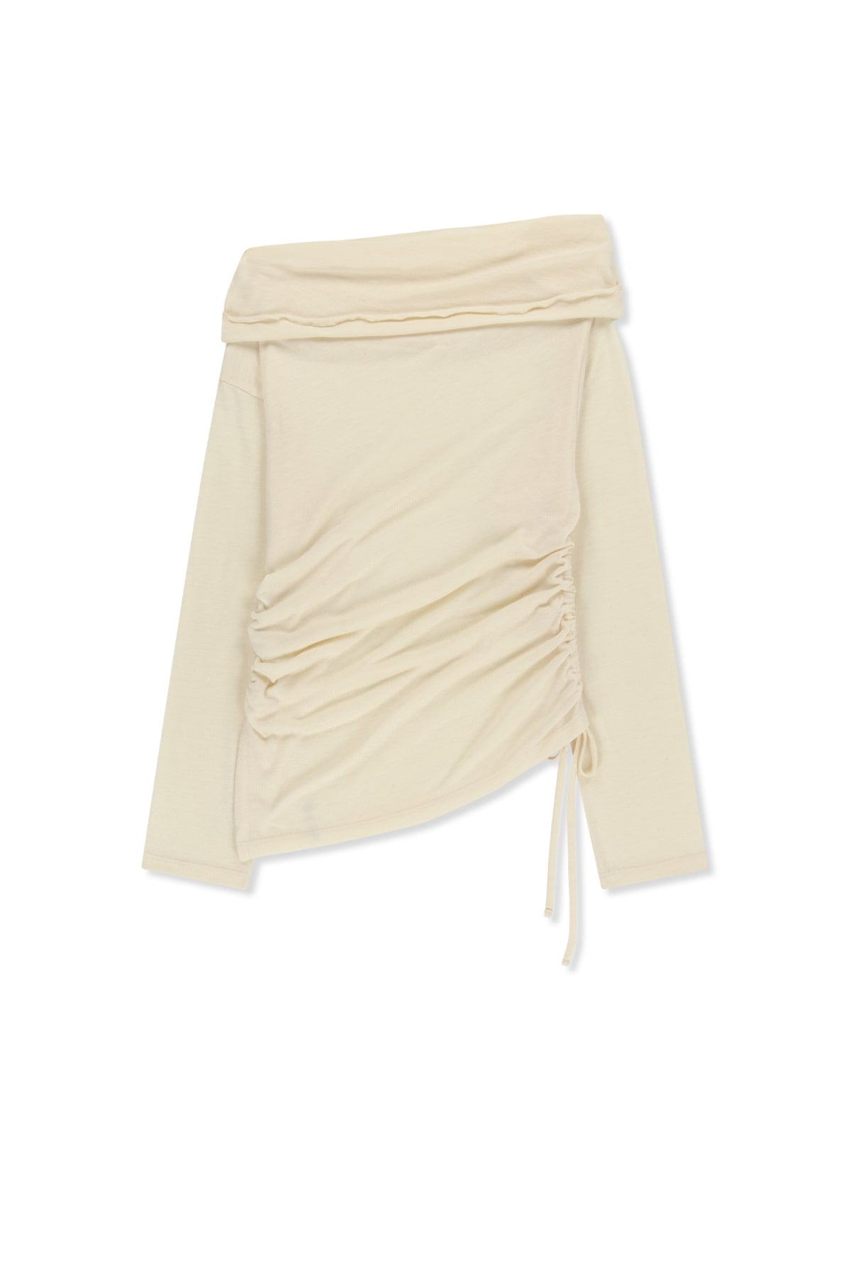 Matin Kim - Asymmetric Side Shirring Top (Light Beige) product image 2 | TRAB K-Fashion Australia