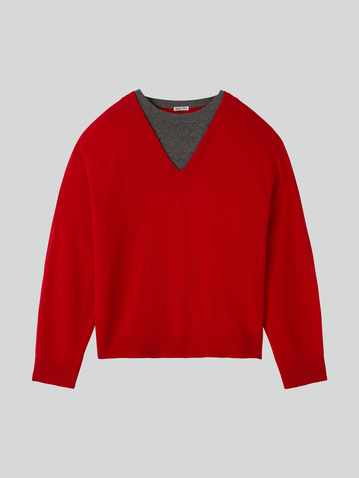 Recto - Contrast Layered V-Neck Knit Top (Red) product image 9 | TRAB K-Fashion Australia