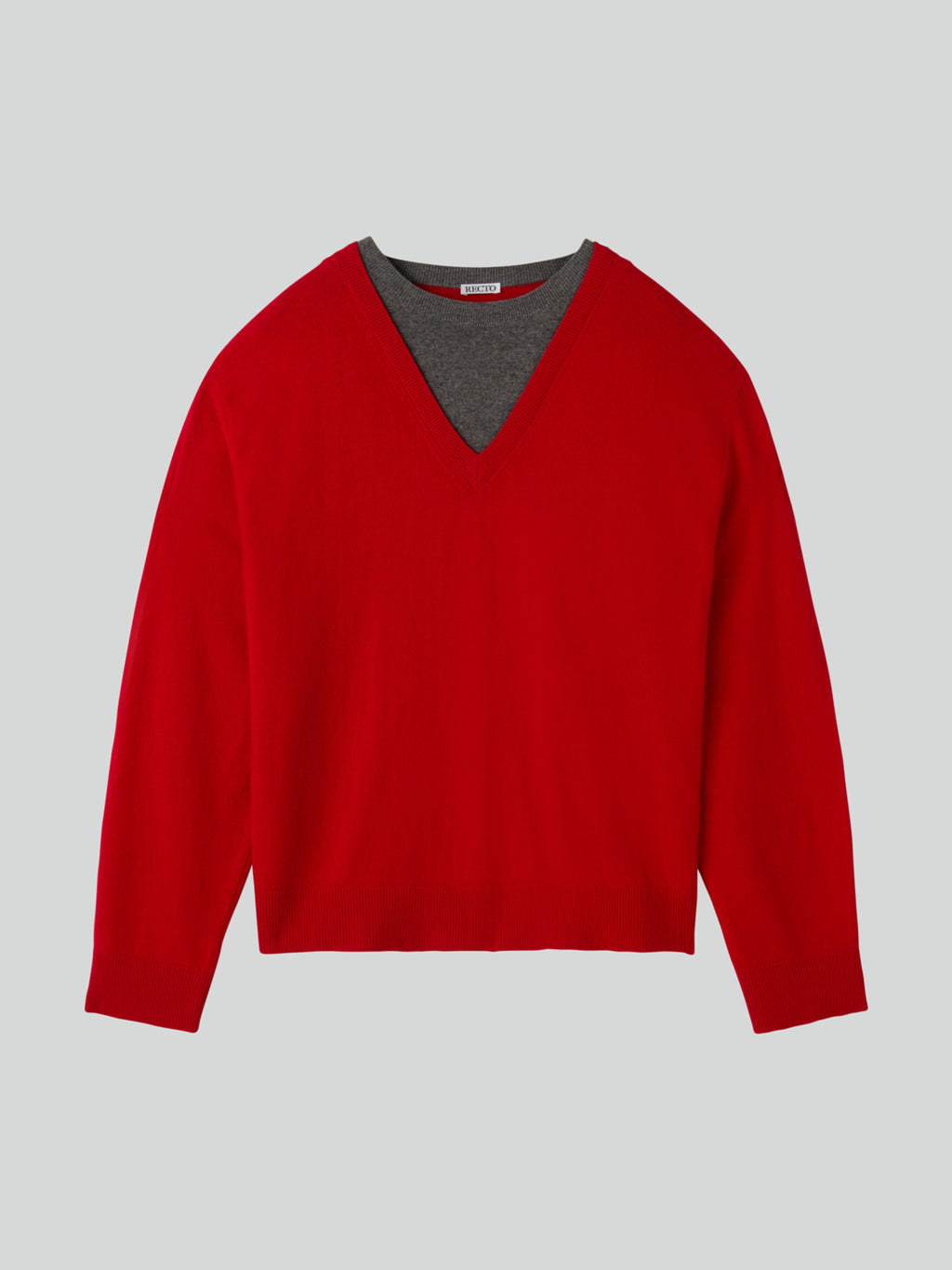 Recto - Contrast Layered V-Neck Knit Top (Red) product image 9 | TRAB K-Fashion Australia