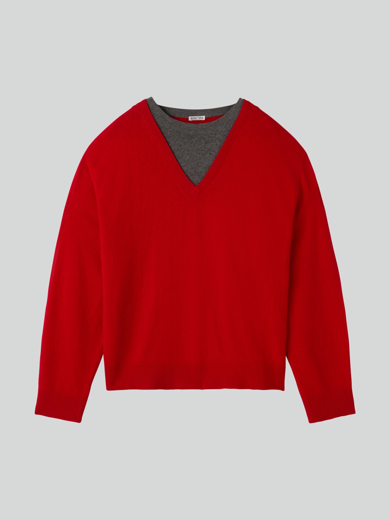 Recto - Contrast Layered V-Neck Knit Top (Red) product image 9 | TRAB K-Fashion Australia