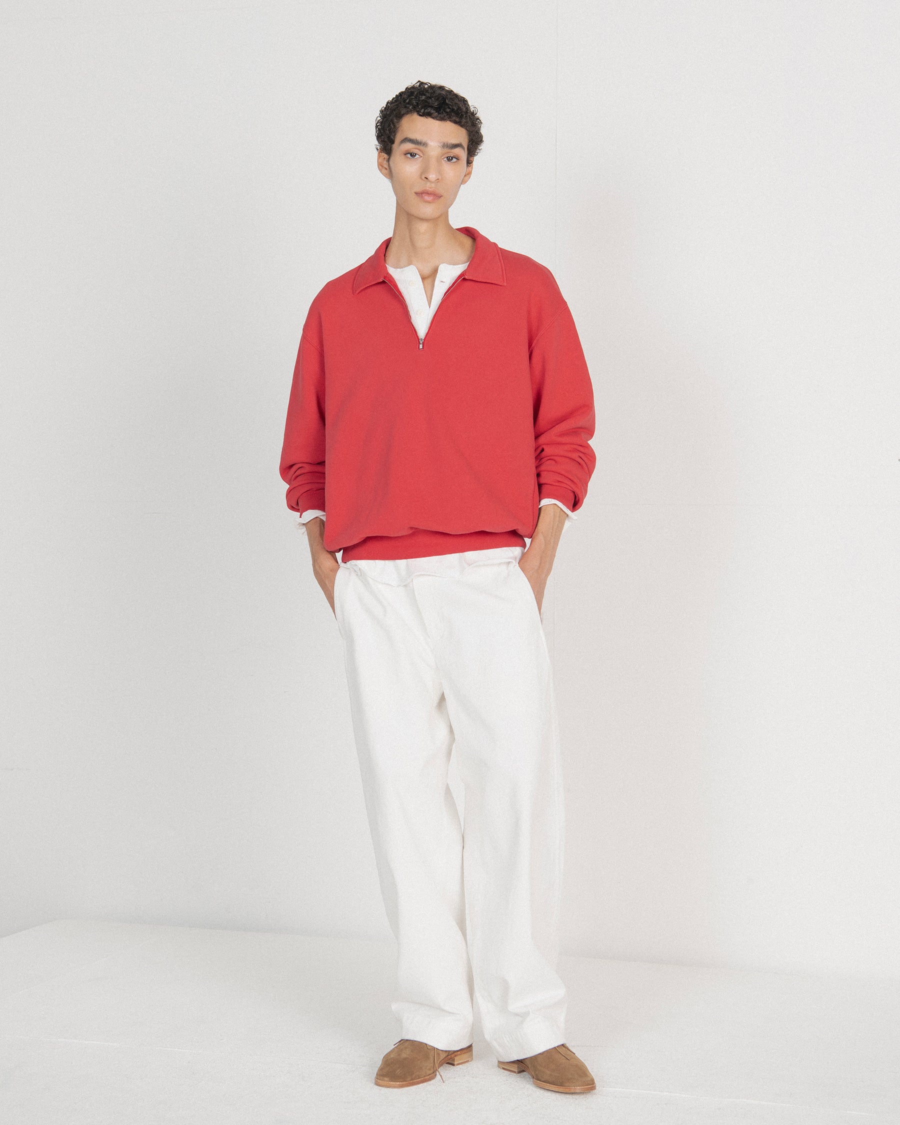 Brownyard - Washed Sweat Half Zip Up (Red) product image 2 | TRAB K-Fashion Australia