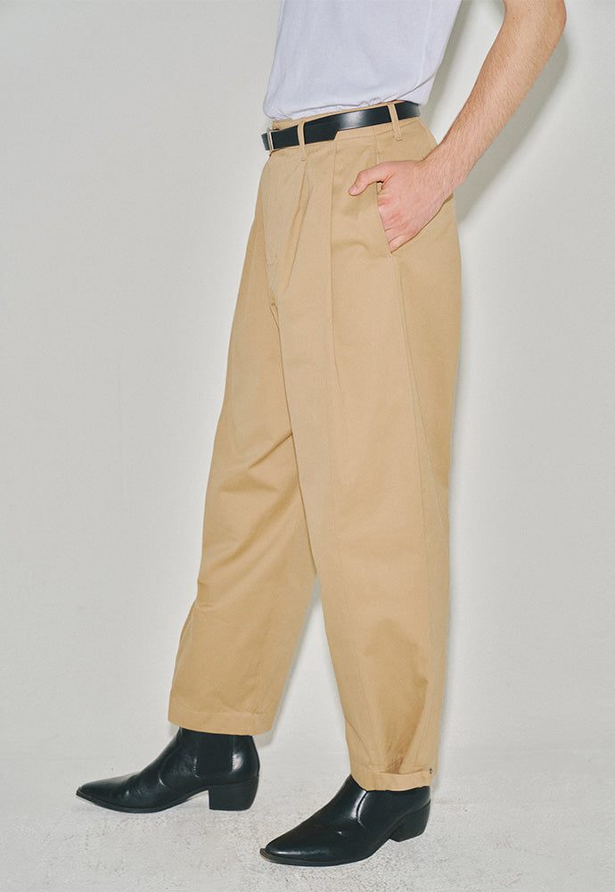 Tonywack - Wide Cut Hidden Snap Closure Trousers (Beige) product image 3 | TRAB K-Fashion Australia