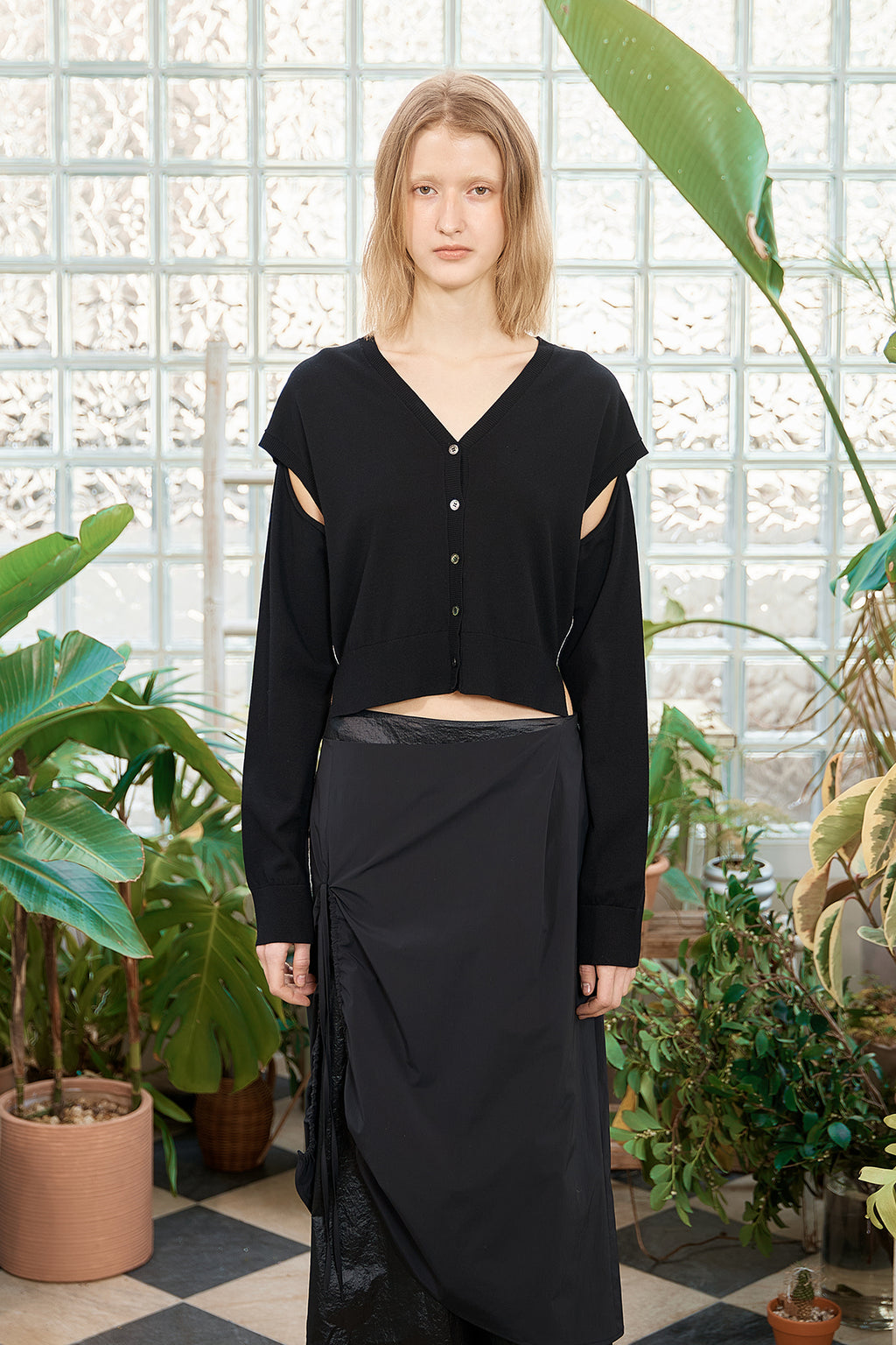 Matin Kim - Slit Detail Button Cardigan (Black) product image 12 | TRAB K-Fashion Australia