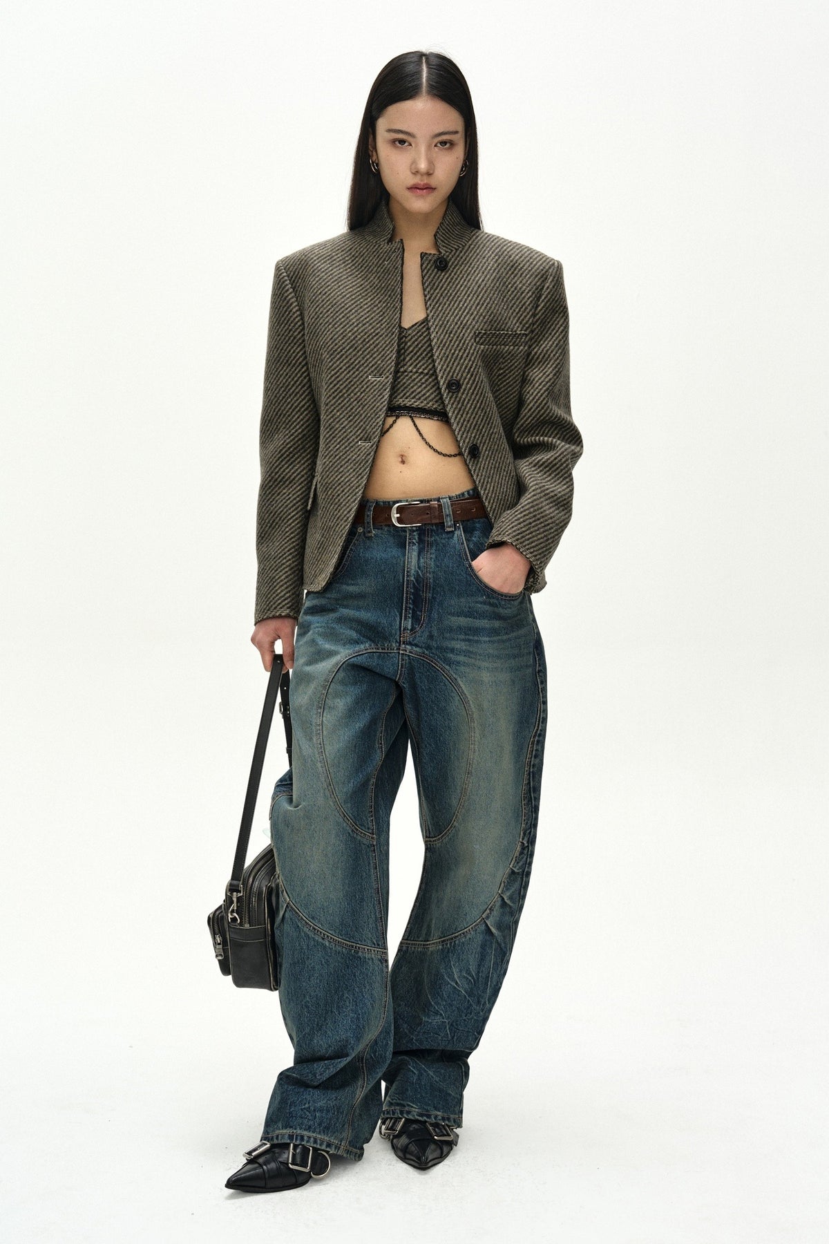 Andersson Bell - Hook And Eye Curved Jeans (Blue) product image 1 | TRAB K-Fashion Australia