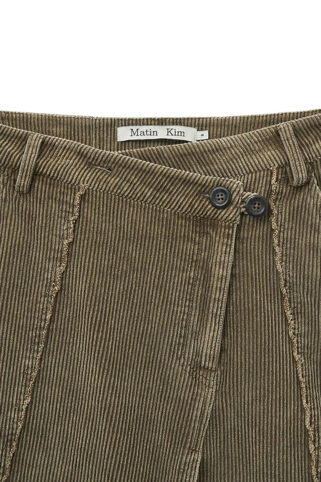 Matin Kim - Washed Corduroy Wrap Skirt (Khaki) product image 4 | TRAB K-Fashion Australia
