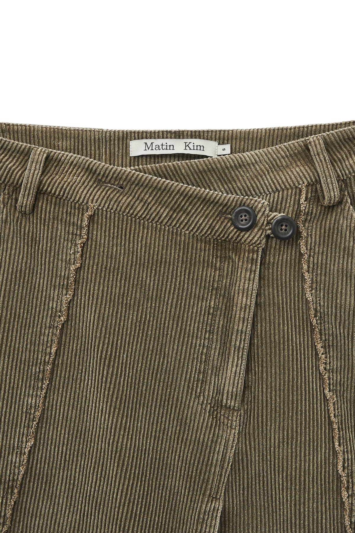 Matin Kim - Washed Corduroy Wrap Skirt (Khaki) product image 4 | TRAB K-Fashion Australia