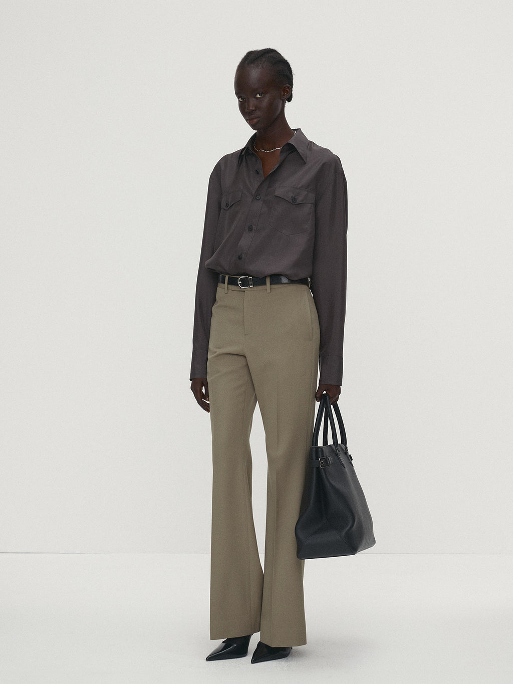 Tonywack - Silk Double Pocket Shirt (Olive Charcoal) product image 5 | TRAB K-Fashion Australia