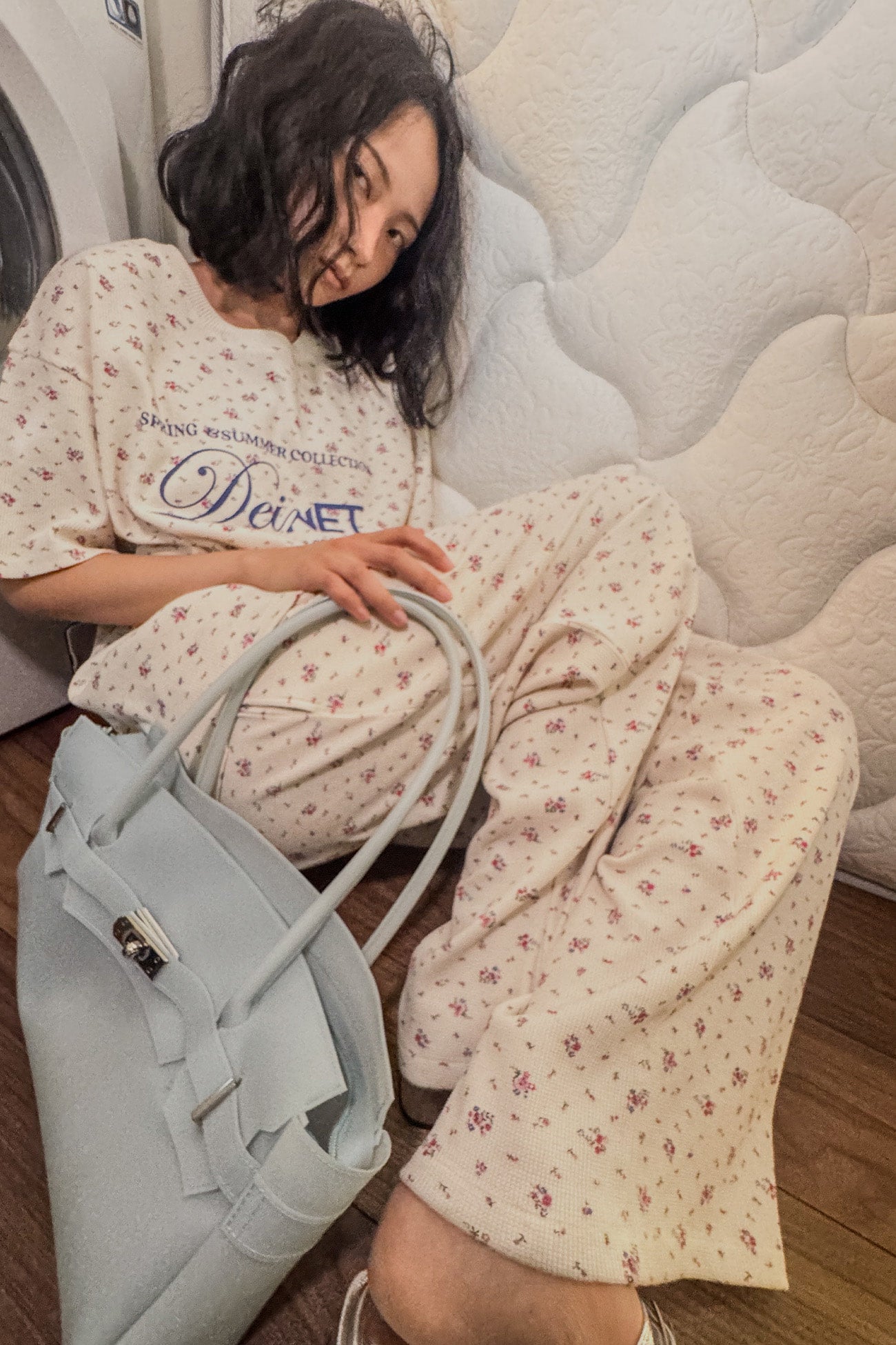 Deinet - Soft Waffle Flower Jersey Pants (Ivory) product image 9 | TRAB K-Fashion Australia