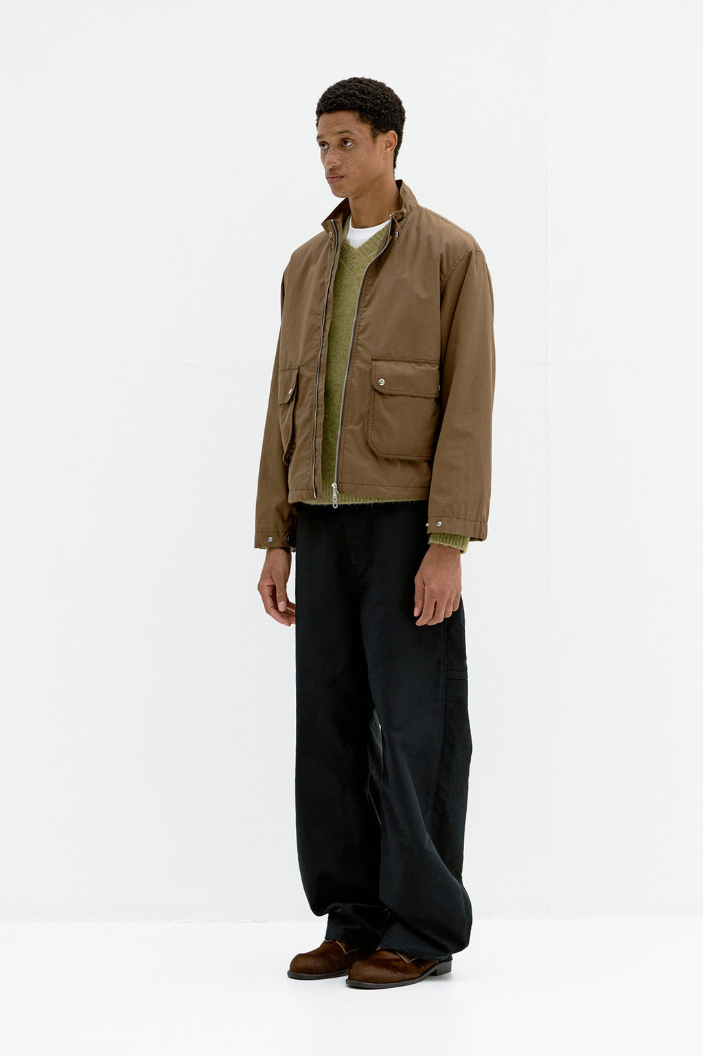 Coor - Stand Collar Cotton Washed Jumper (Dark Brown) product image 3 | TRAB K-Fashion Australia