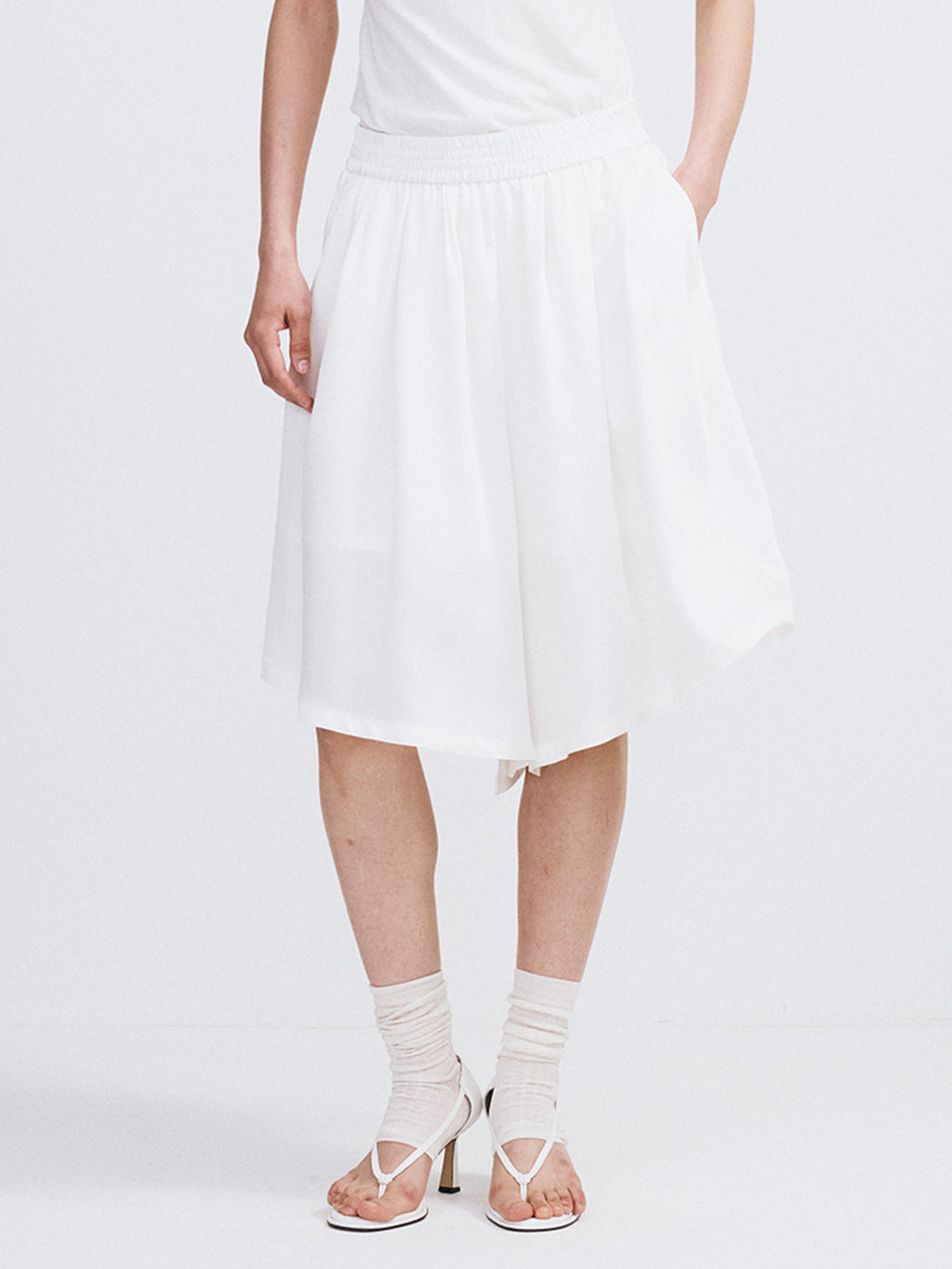 Recto - Banding Wide Culotte Pants (Ivory) product image 4 | TRAB K-Fashion Australia