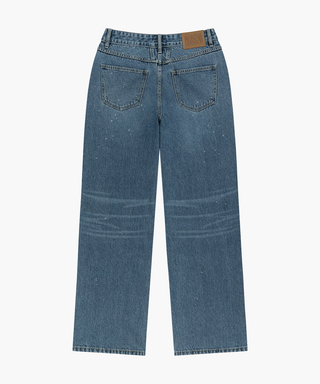 Marithe & Francois Girbaud - Semi-wide Painted Washed Denim Pants (Blue) product image 2 | TRAB K-Fashion Australia