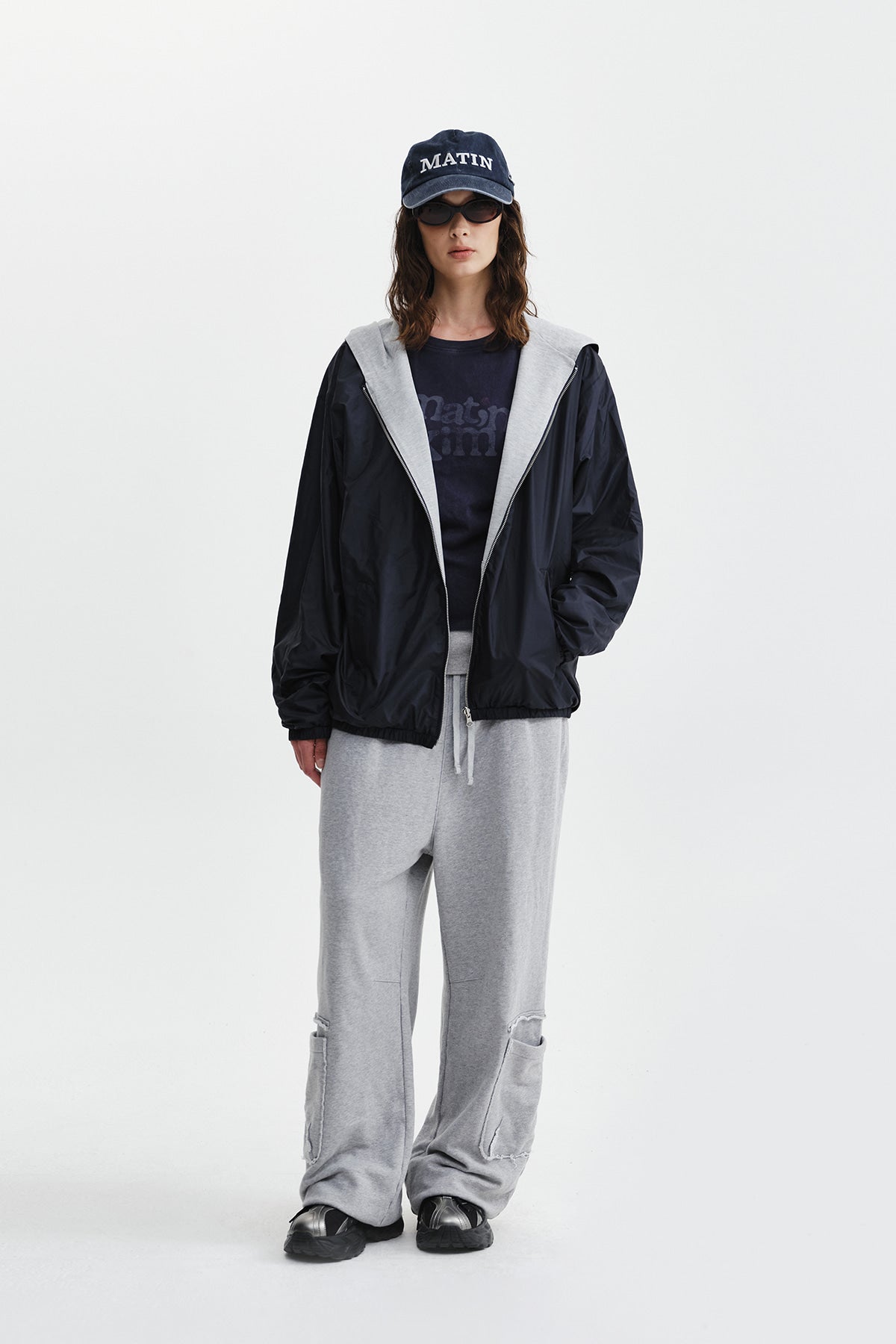Matin Kim - Double Face Hoody Zip Up (Navy) product image 13 | TRAB K-Fashion Australia