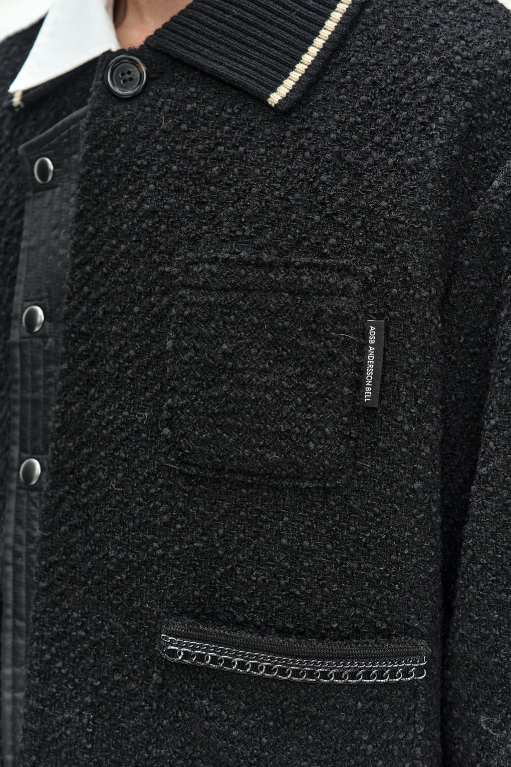 Andersson Bell - Knit Collar Tweed Cardigan (Black) product image 7 | TRAB K-Fashion Australia