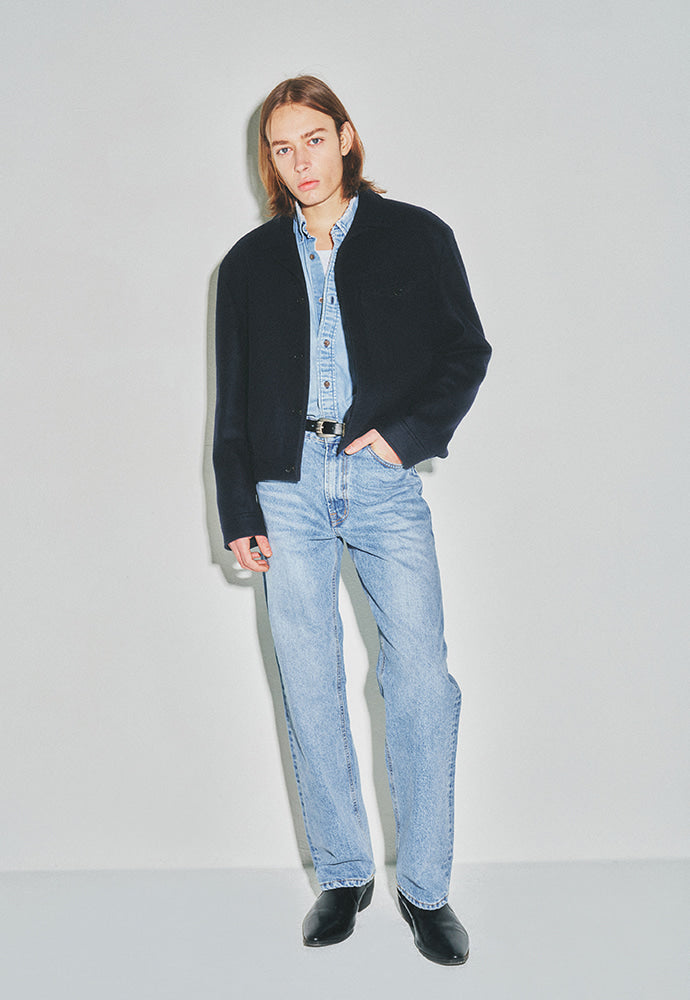 Tonywack - Wool Melton Chest Pocket Cropped Blouson (Navy) product image 3 | TRAB K-Fashion Australia