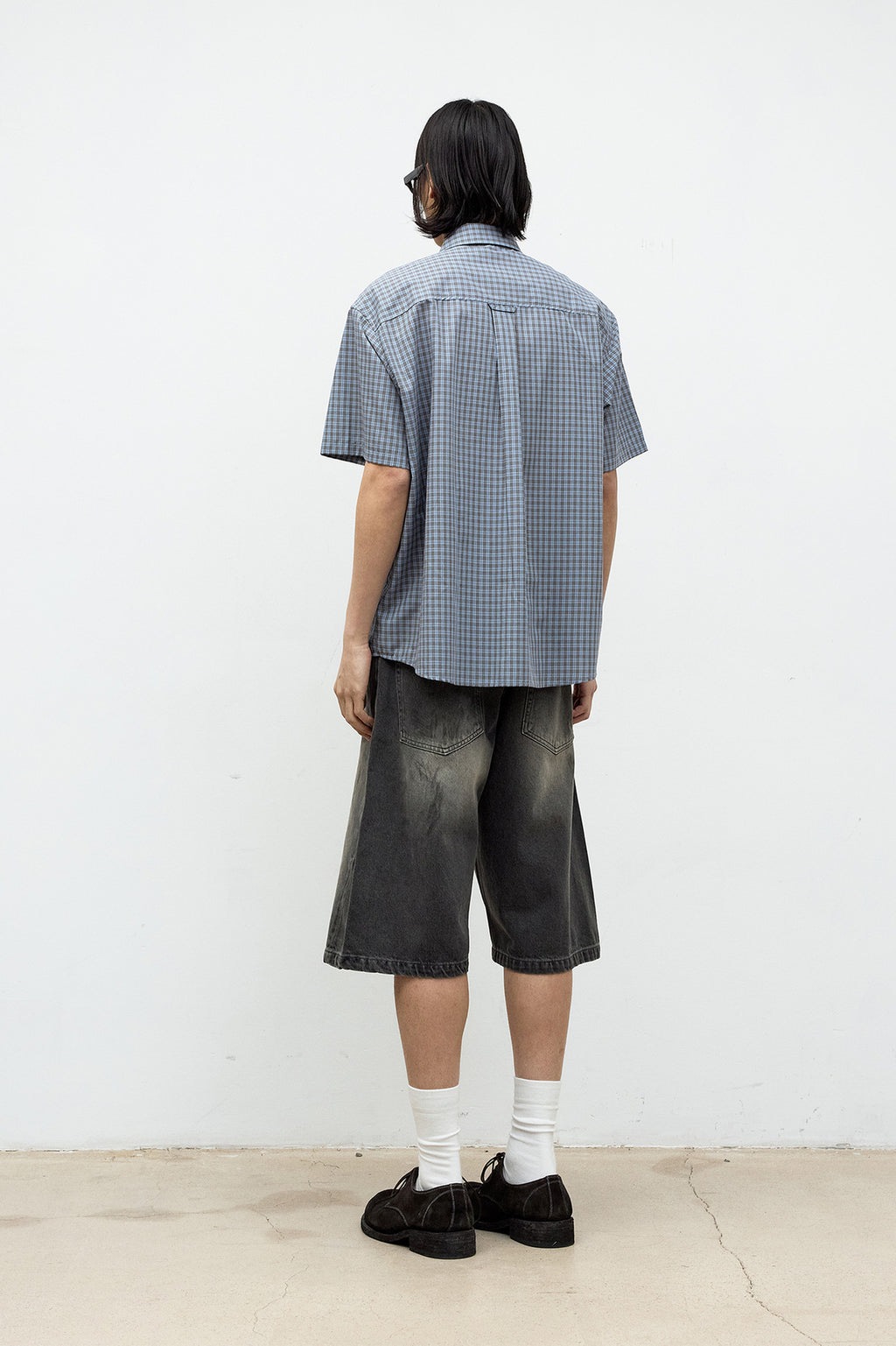 Coor - Cotton Blend Tartancheck Half Shirt (Blue Check) product image 4 | TRAB K-Fashion Australia