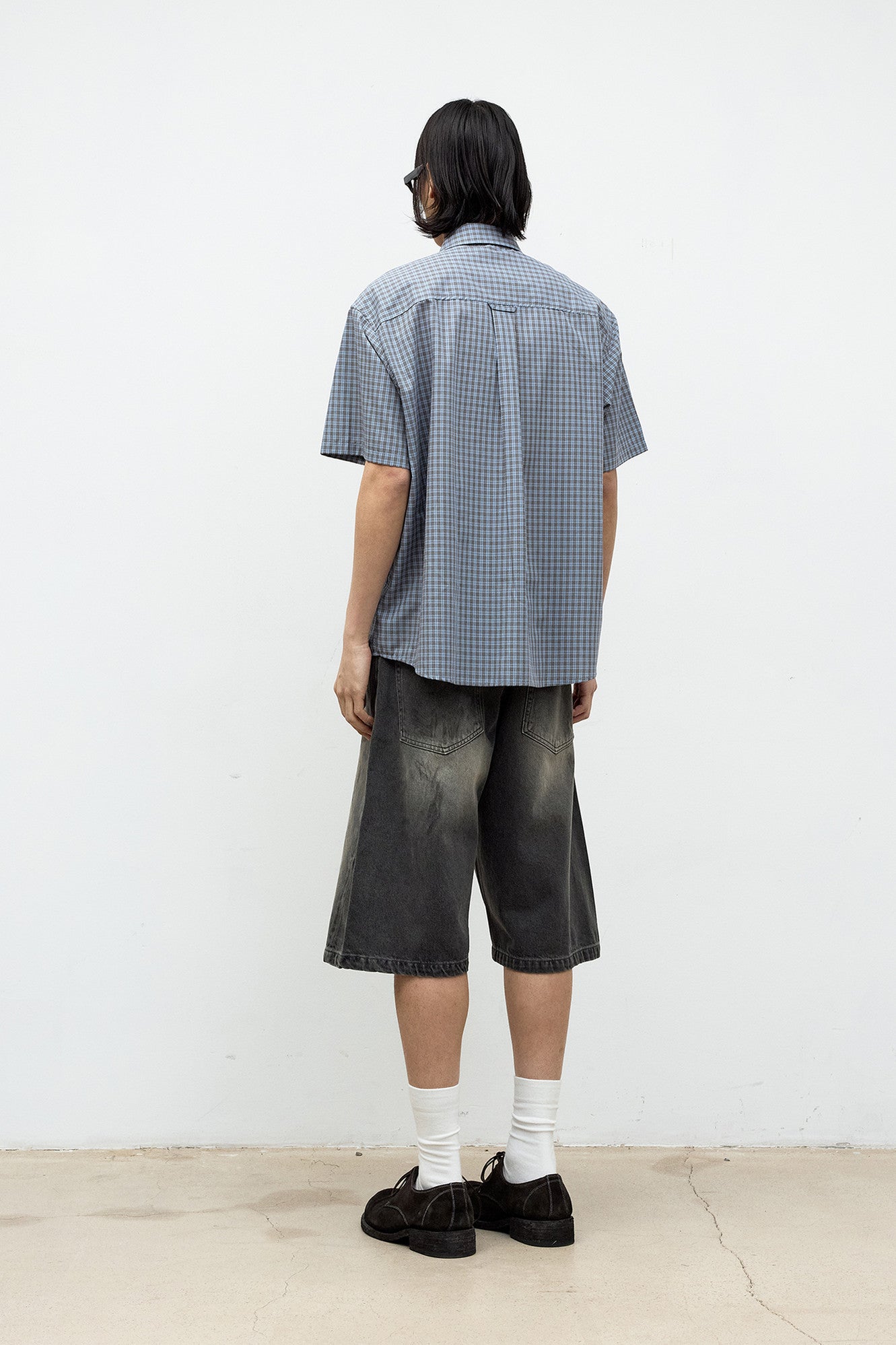 Coor - Cotton Blend Tartancheck Half Shirt (Blue Check) product image 4 | TRAB K-Fashion Australia