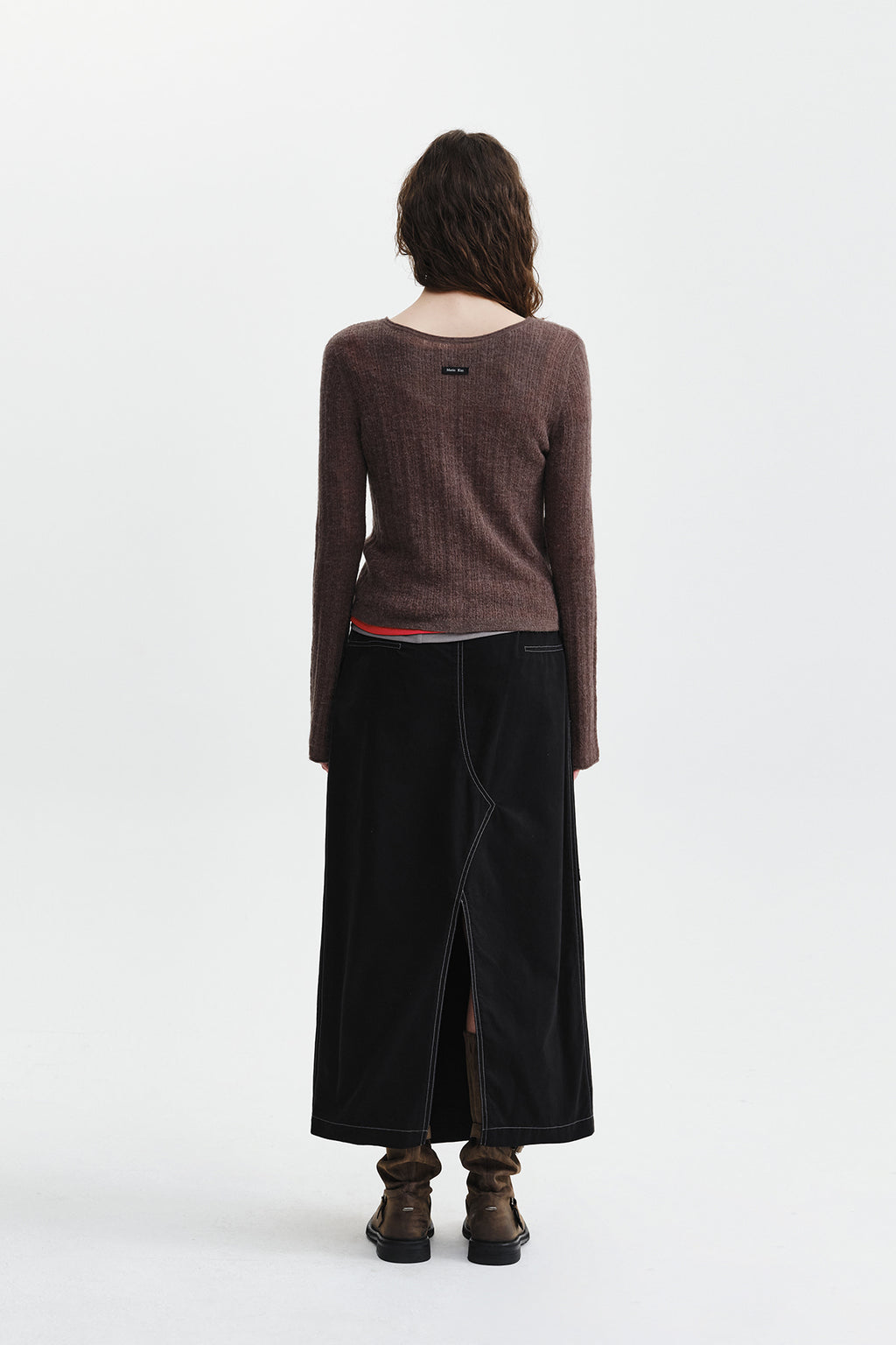 Matin Kim - Two Way Texture Knit Top (Khaki Brown) product image 8 | TRAB K-Fashion Australia