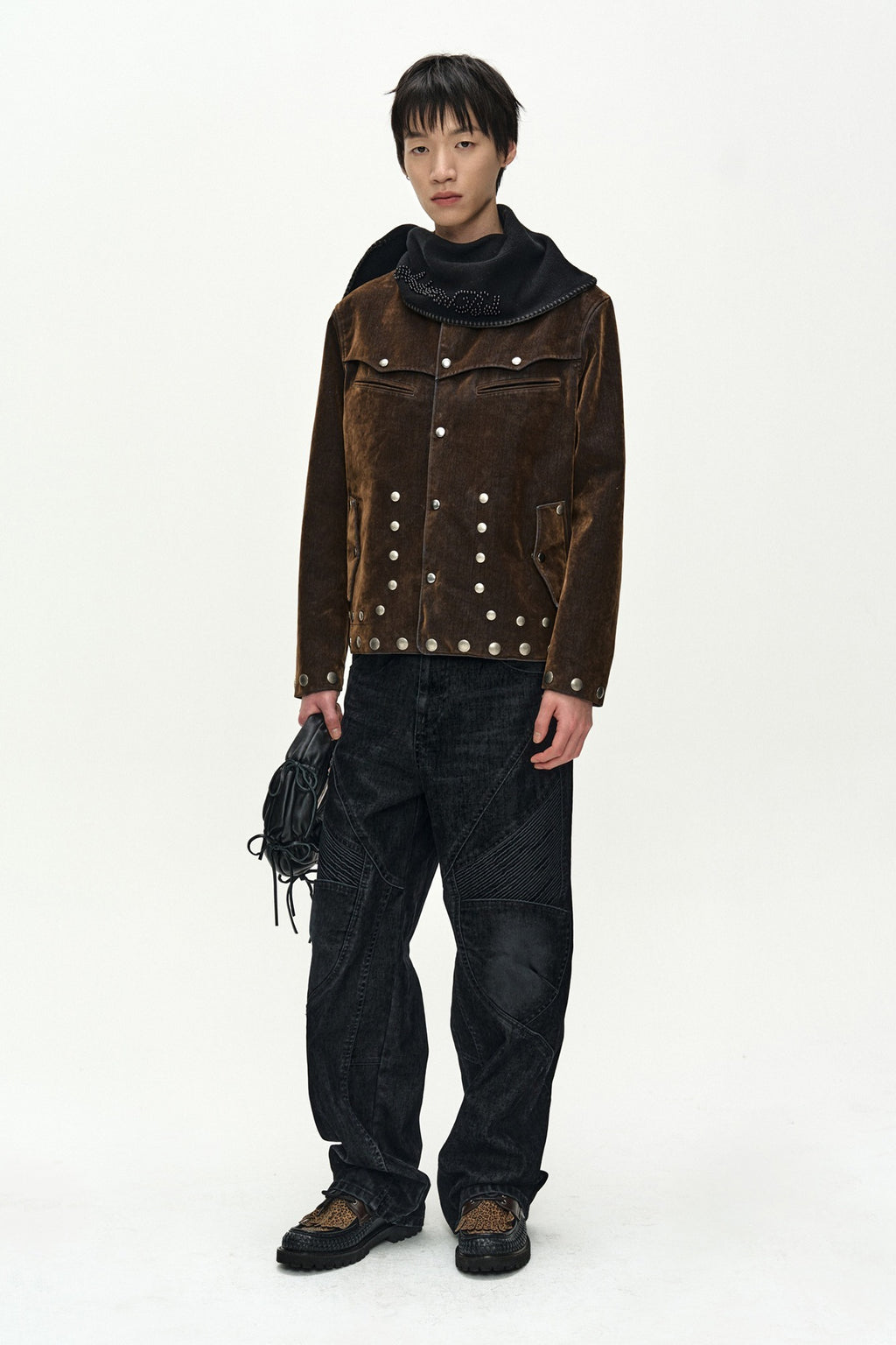 Andersson Bell - Unisex Rodeo Biker Wide-Leg Jeans (black) (Black) product image 1 | TRAB K-Fashion Australia