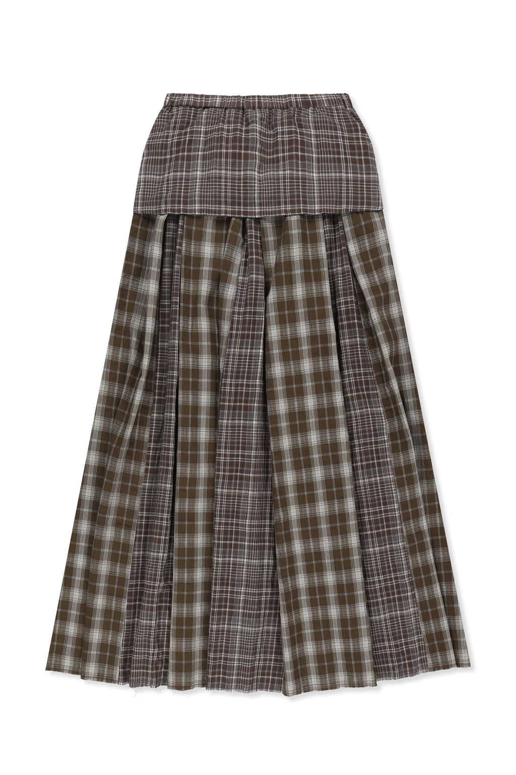 Matin Kim - Mixed Check Sleeve Tie Flare Skirt (Brown) product image 2 | TRAB K-Fashion Australia