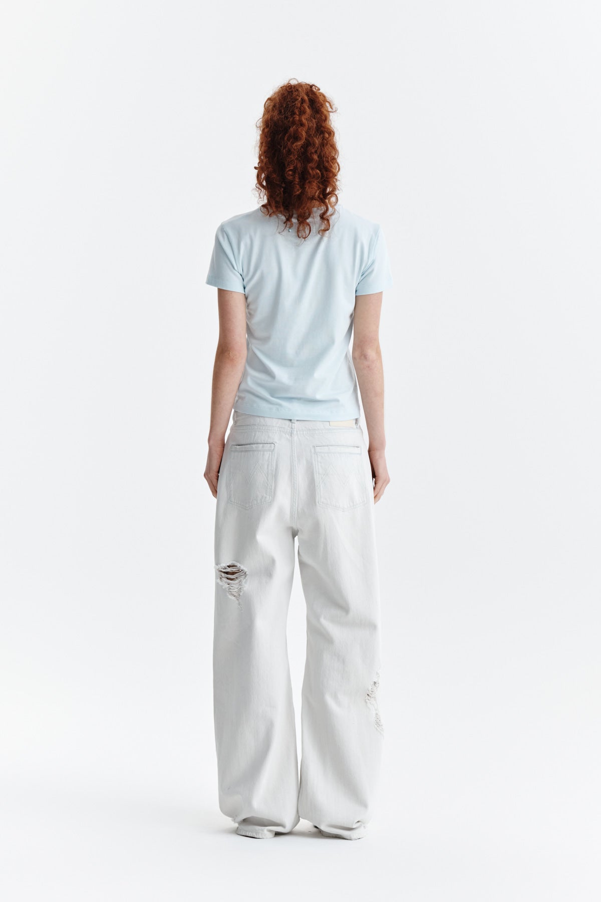 Matin Kim - Patchwork Graphic Printing Logo Top (Light Blue) product image 7 | TRAB K-Fashion Australia