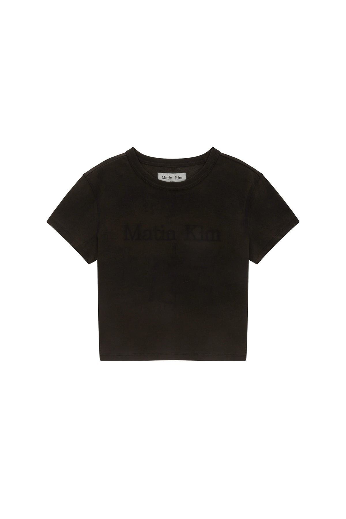 Matin Kim - Stencil Printing Logo Crop Top (Brown) product image 1 | TRAB K-Fashion Australia