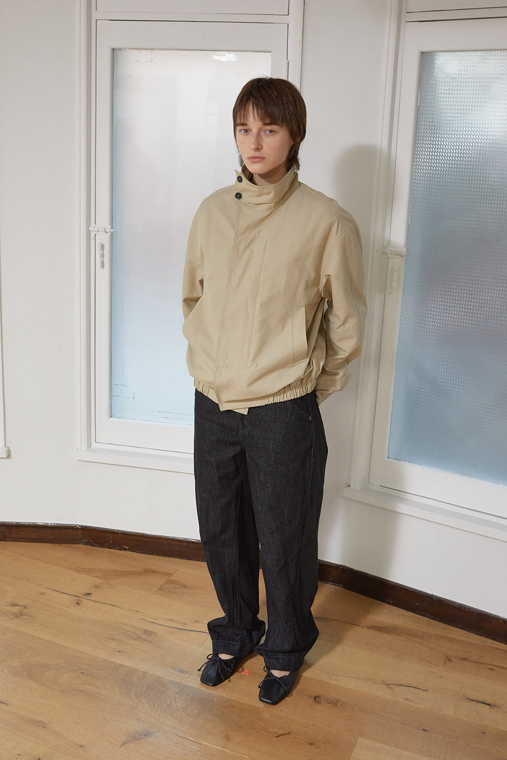 Matin Kim - Trench Bomber Jumper (Beige) product image 12 | TRAB K-Fashion Australia