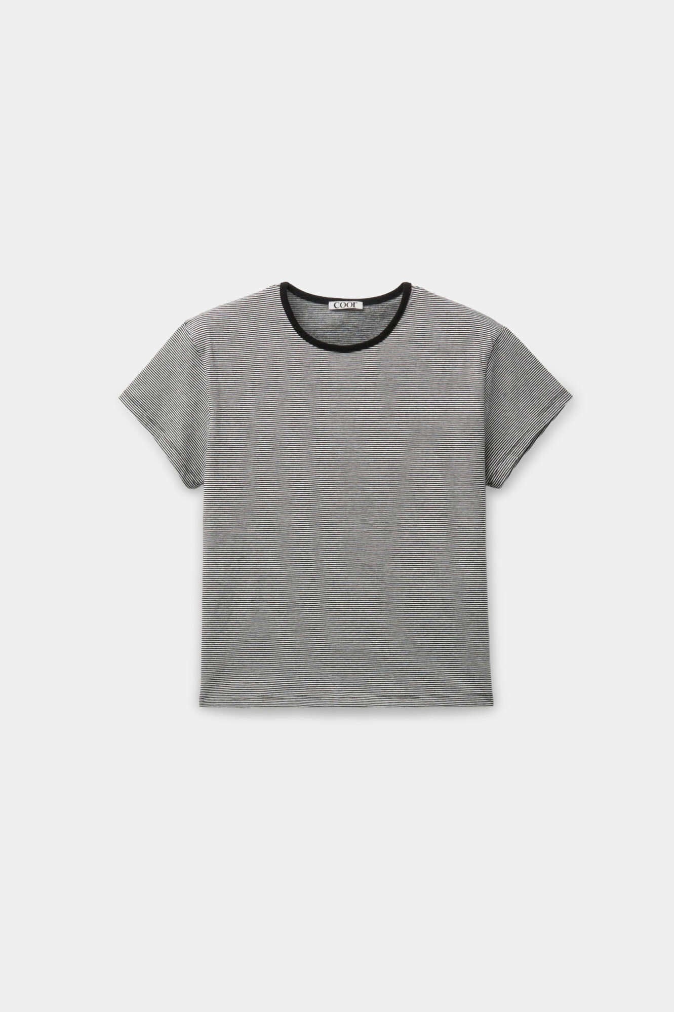 Coor - Striped Crop T-Shirt (Black) product image 1 | TRAB K-Fashion Australia