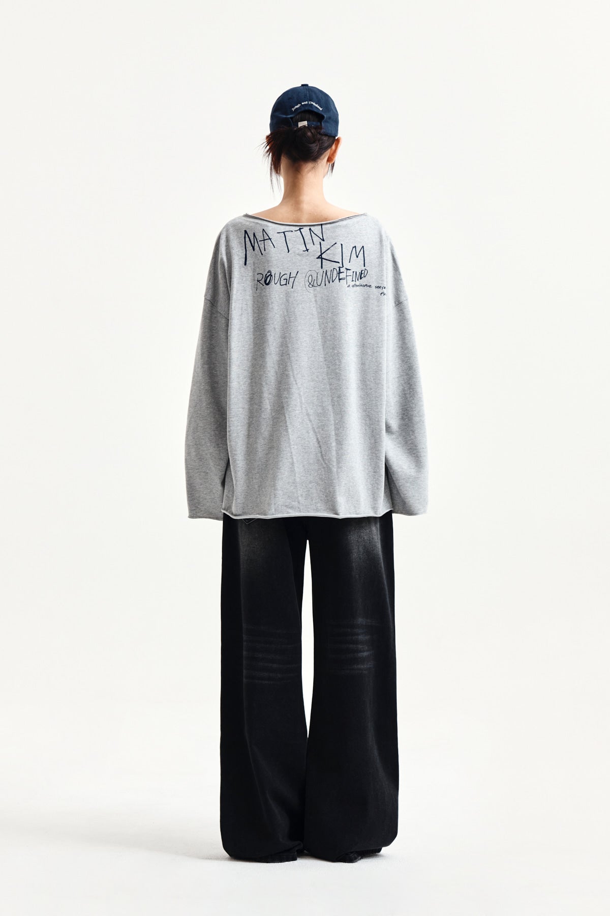 Matin Kim - Raw Hem Finished Boat Neck Top (Grey) product image 7 | TRAB K-Fashion Australia